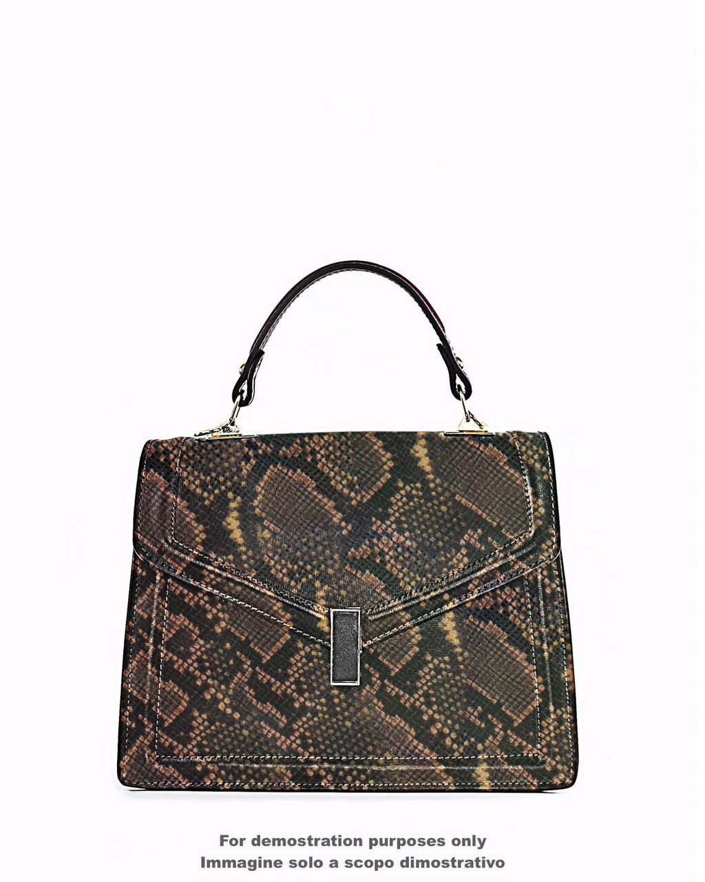 Vintage Python leather skin, brown yellow SNAKE printed goatskin, animal reptile pattern on soft hide B17489-ST La Garzarara
