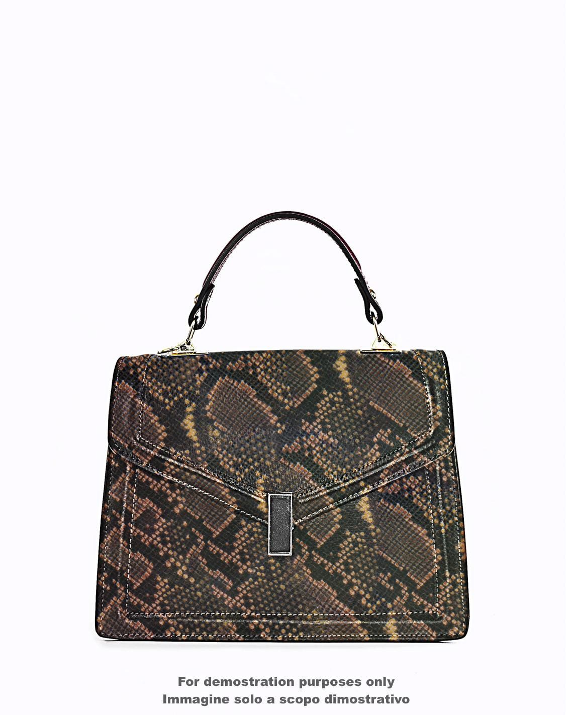 Vintage Python leather skin, brown yellow SNAKE printed goatskin, animal reptile pattern on soft hide B17489-ST La Garzarara