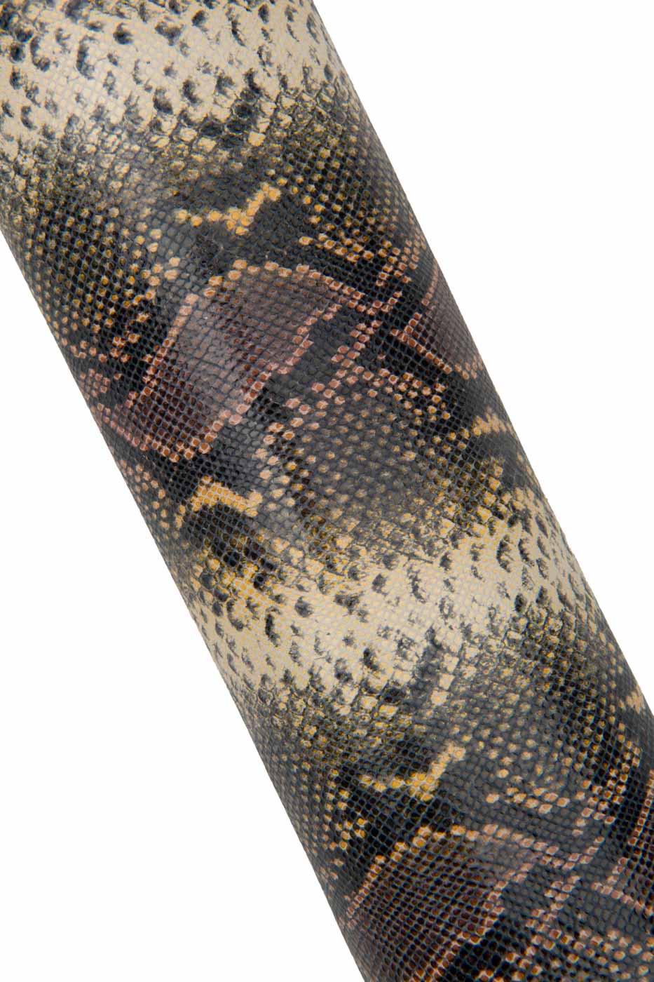 Vintage Python leather skin, brown yellow SNAKE printed goatskin, animal reptile pattern on soft hide B17489-ST La Garzarara