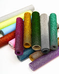 GLITTER leather scraps in assorted colors - 10 random smooth solid tones leather pieces 6x5" / 15x12 cm RT308 La Garzarara