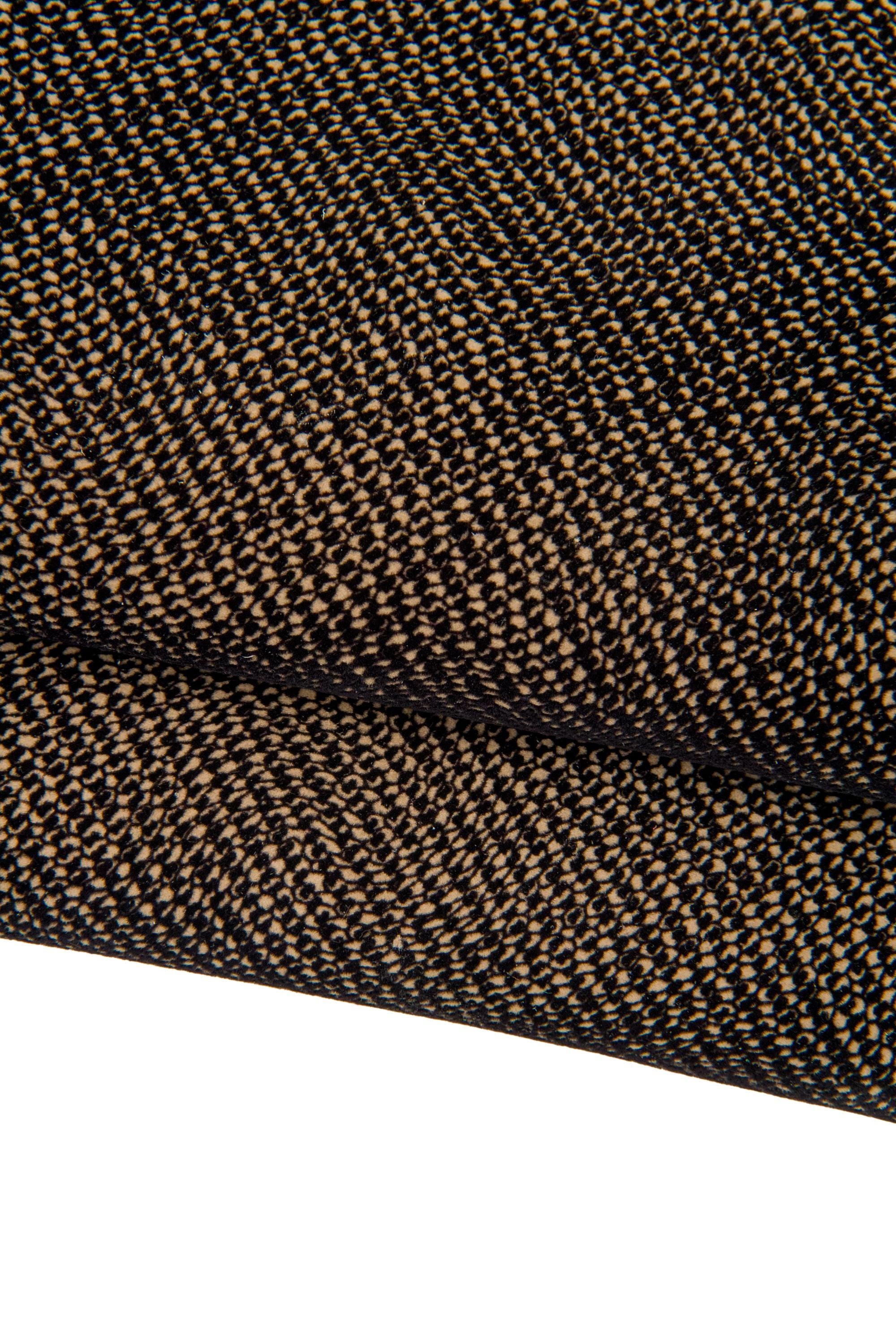 Beige black FLOCK printed goatskin, soft textured leather skin, SOFT hide for diy projects B17667-ST La Garzarara