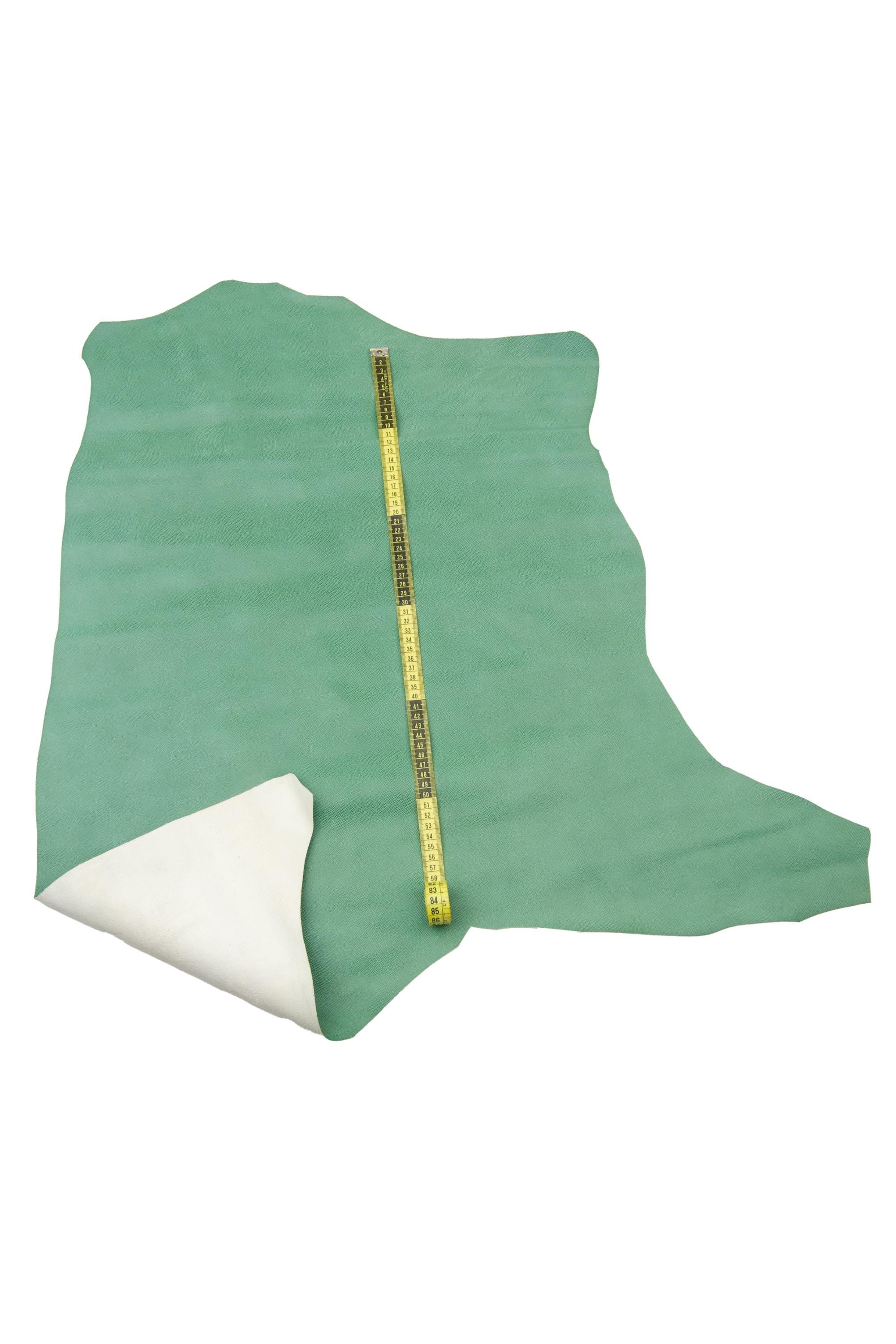 Sage green lizard embossed leather hide, mint goat skin fine reptile print glossy soft 0.8 mm B17642-ST La Garzarara