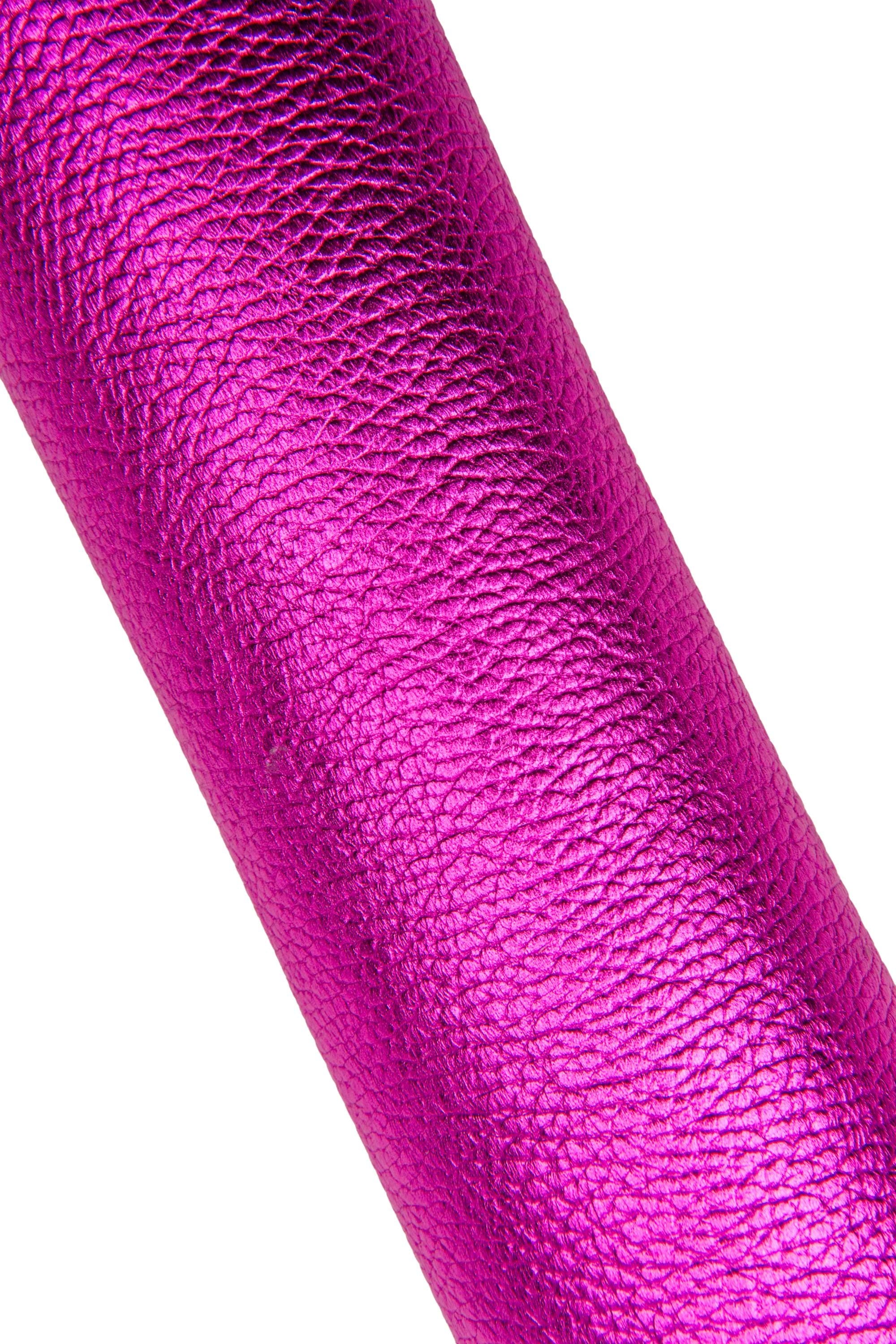 Fuchsia PEBBLE GRAIN printed cowhide, soft metallic bright leather hide, sparkle pink calfskin 1.1 - 1.3 mm B17767-MT La Garzarara