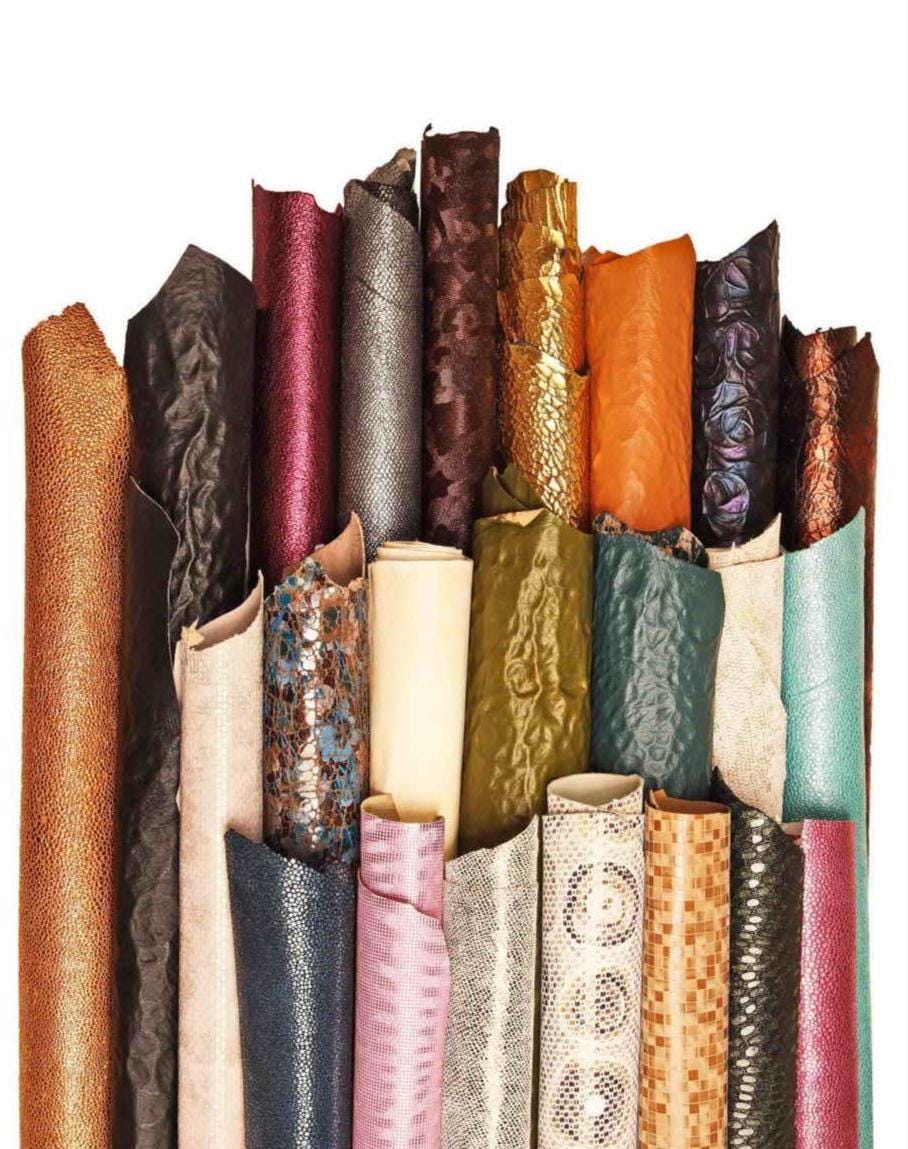 Leather STOCK deal, 50 leather full hides -RANDOM selection - MIX of colors, textured, metallics, distressed and solid colors B182