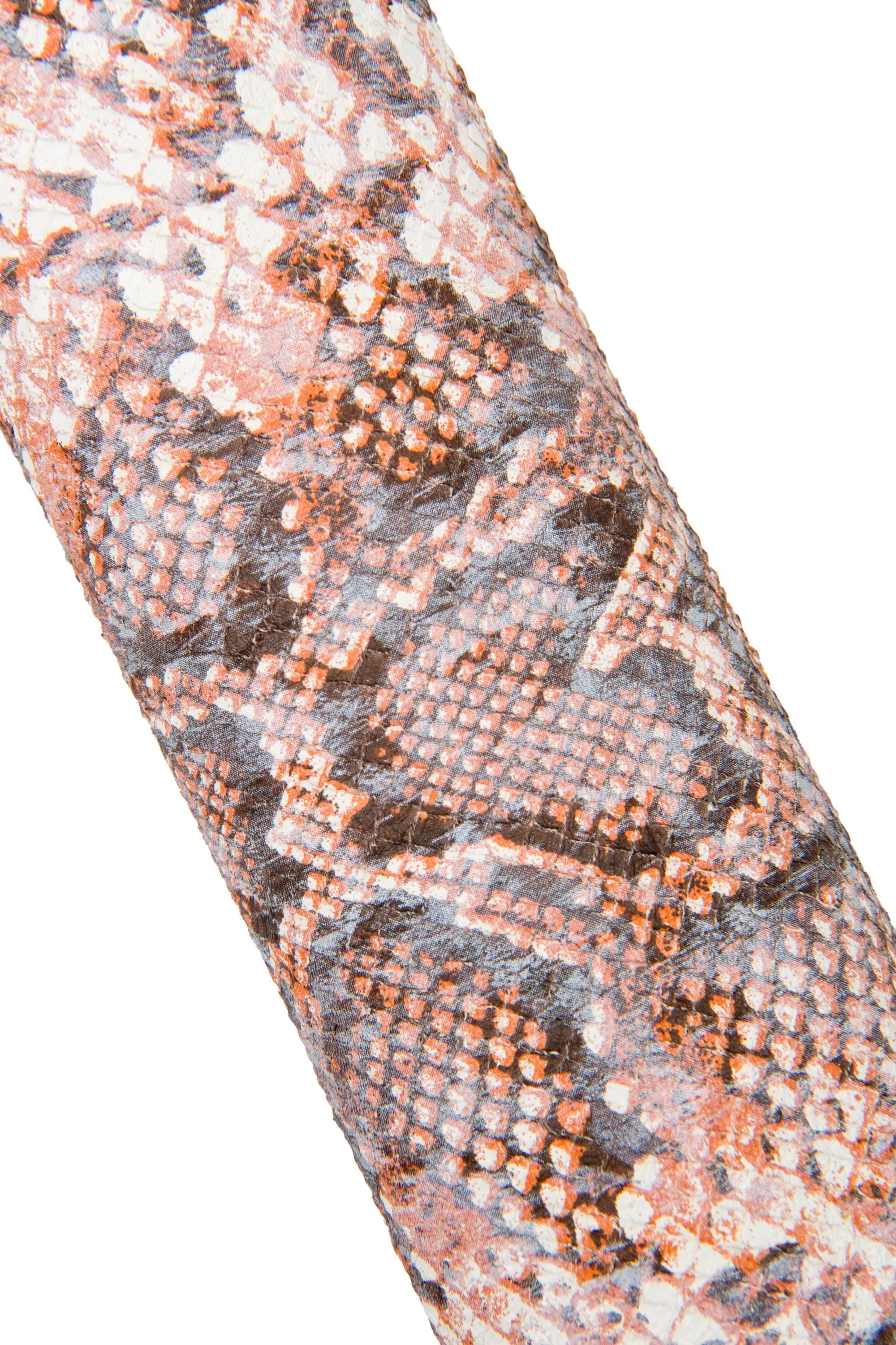 PYTHON textured leather skin, orange grey black white reptile SNAKE printed goatskin, soft matt hide B17484-ST La Garzarara