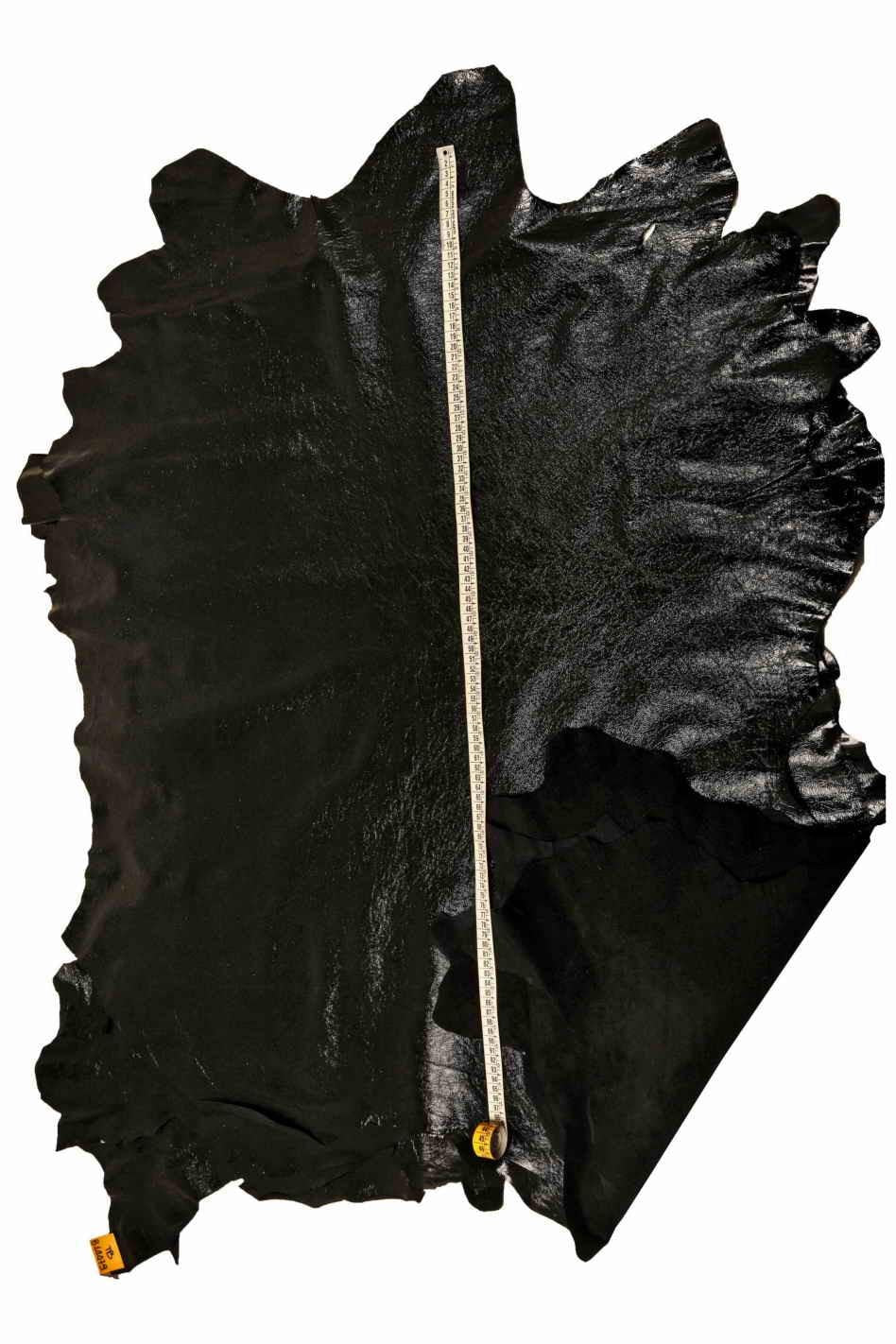 Crumpled BLACK Patent leather hide, High Glossy Finish cowhide, Thin Naplack Skin 0.6 -0.7 mm, ideal for hobbyists B18094-TB La Garzarara