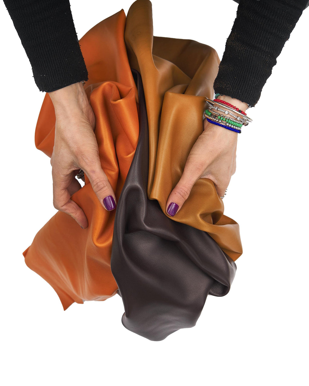 Soft lambskin leather for clothing Orange, tan, brown sheepskin NAPPA, smooth hide for GARMENTS and craftings B17601-TU La Garzarara