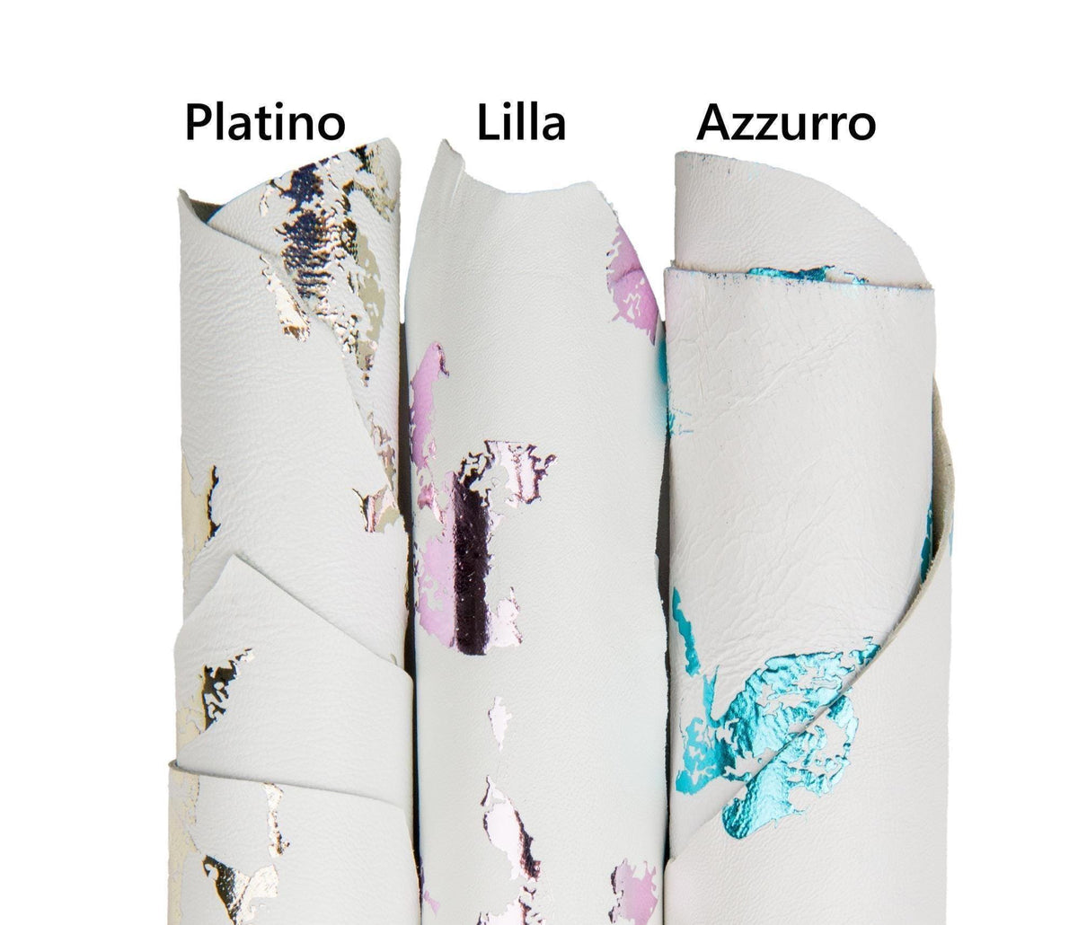 White METALLIC textured leather skins, ABSTRACT print on soft lambskin, sheepskin for diy projects B17704-MT(st) La Garzarara