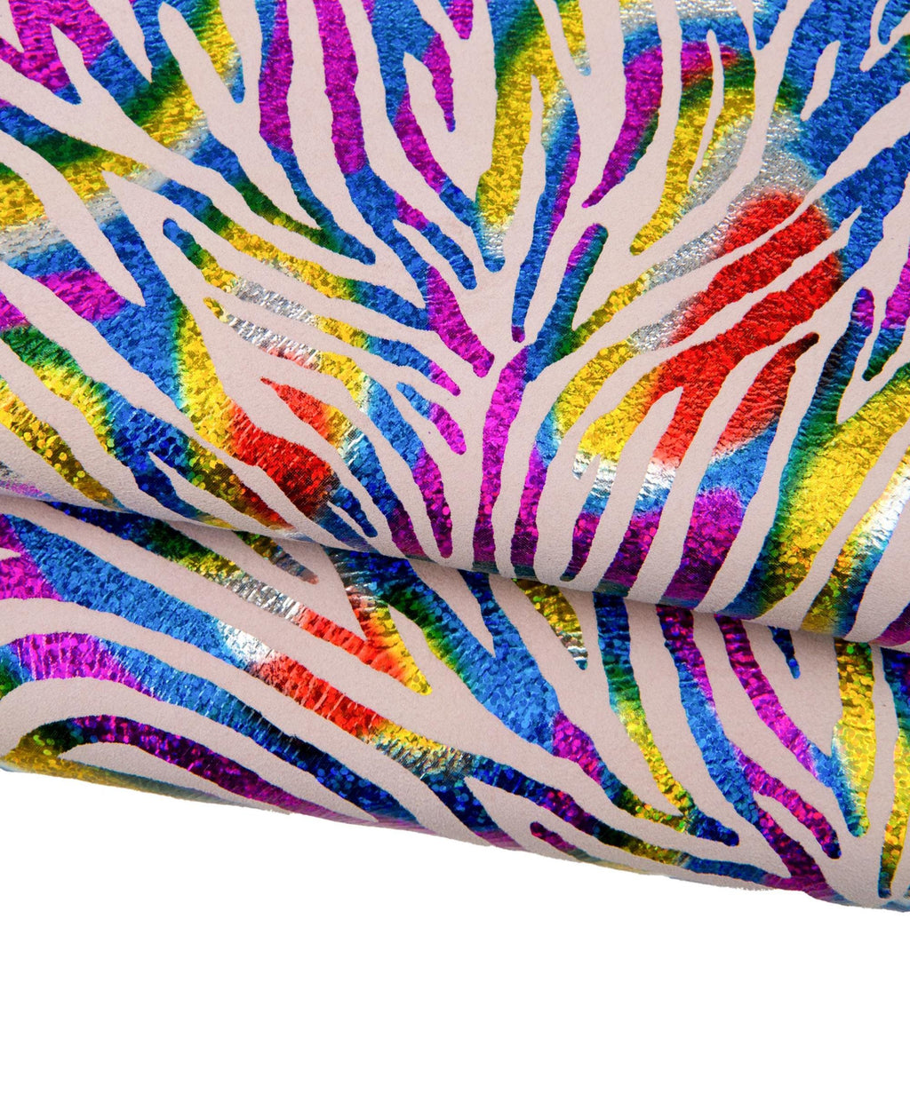 Multicolor ZEBRA printed leather skin, IRIDESCENT metallic animal texture on powder pink suede goatskin for diy projects B17825-MT(st)
