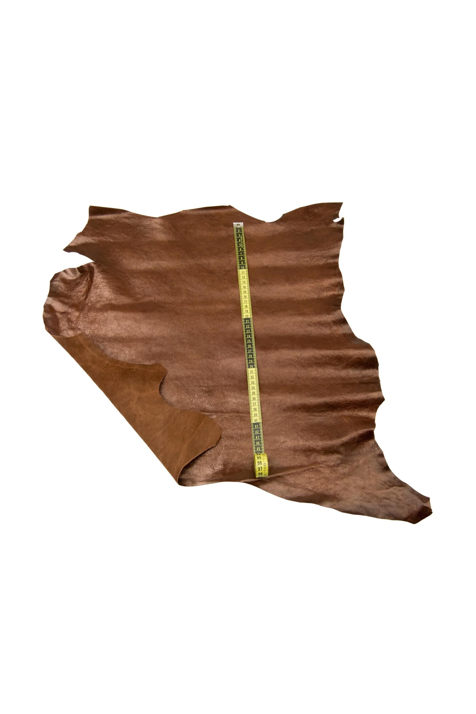 Bronze PEARL goat leather skin, WRINKLED soft goatskin, metallic rust hide for crafters B17918-VT La Garzarara