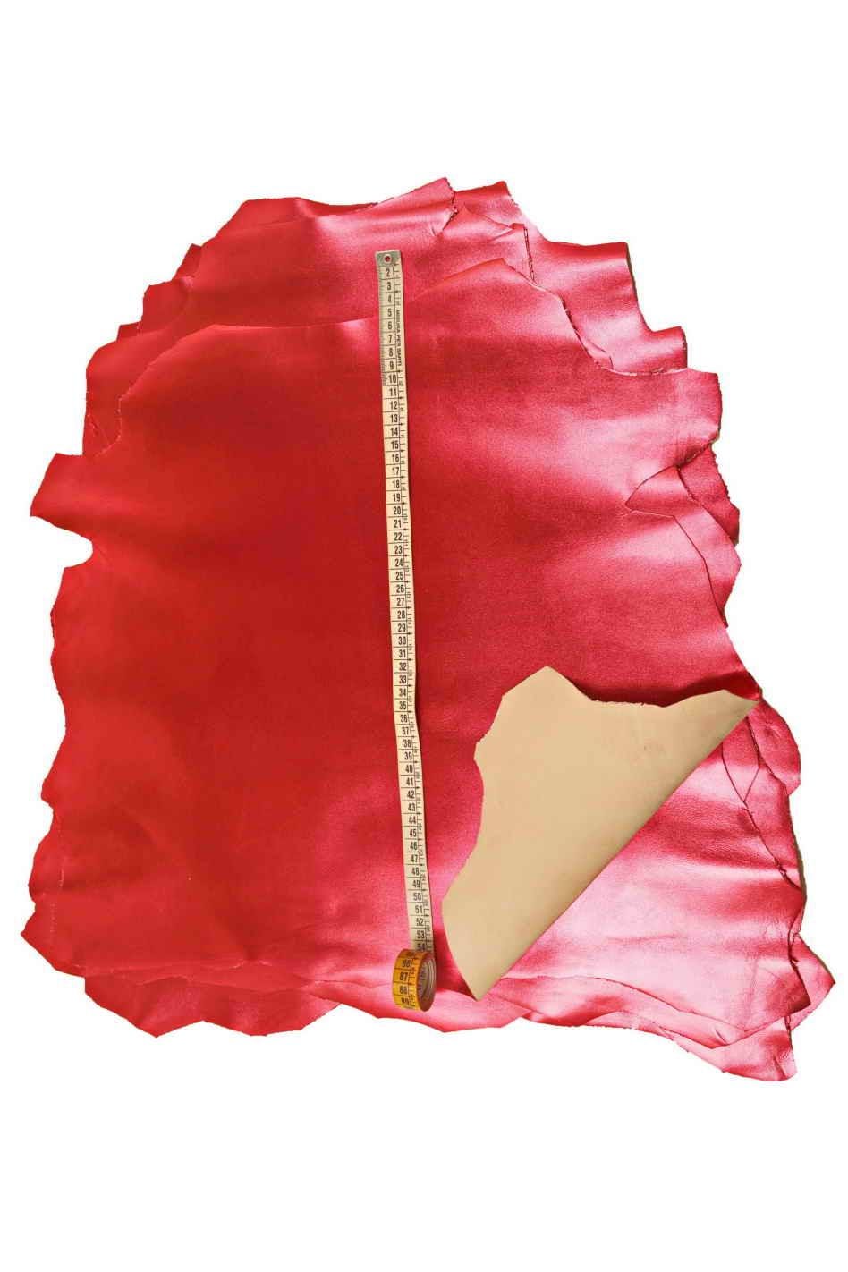 Red Foil Leather Hide, Metallic Genuine Leather, Smooth Mirror Finish Leather for Luxury Bags, Sneakers & AccessoriesB16964-MT La Garzarara