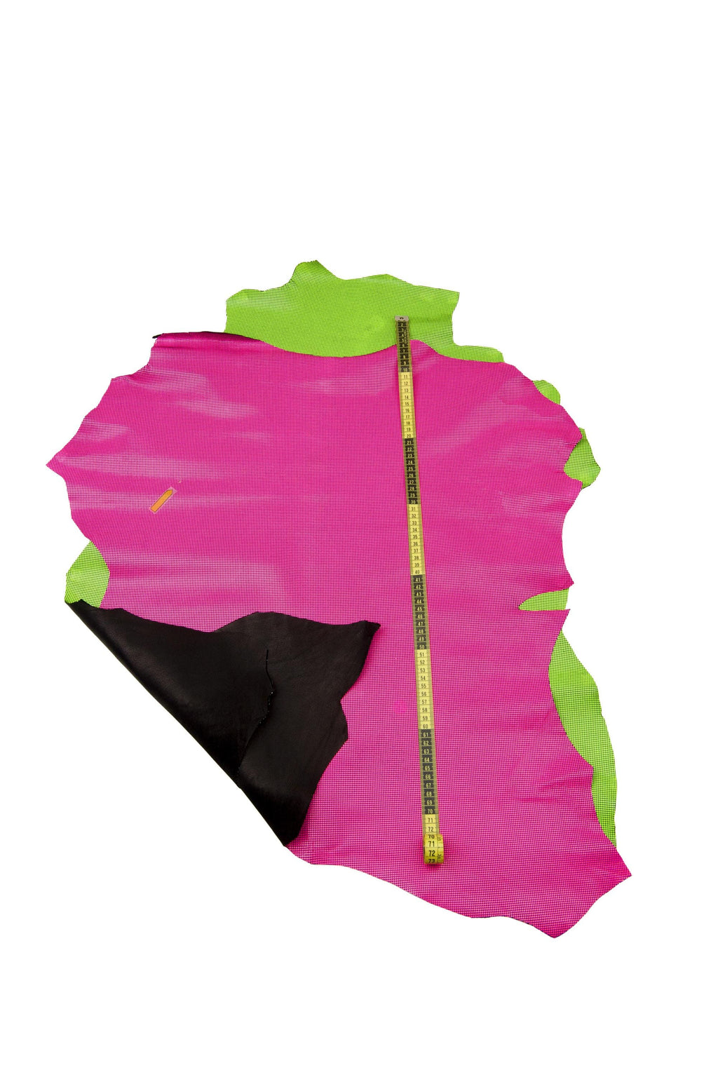 Pink / yellow leather skins, fluo/neon PIES de POULE printed goatskin, soft hides for hobbyists B17859-ST La Garzarara