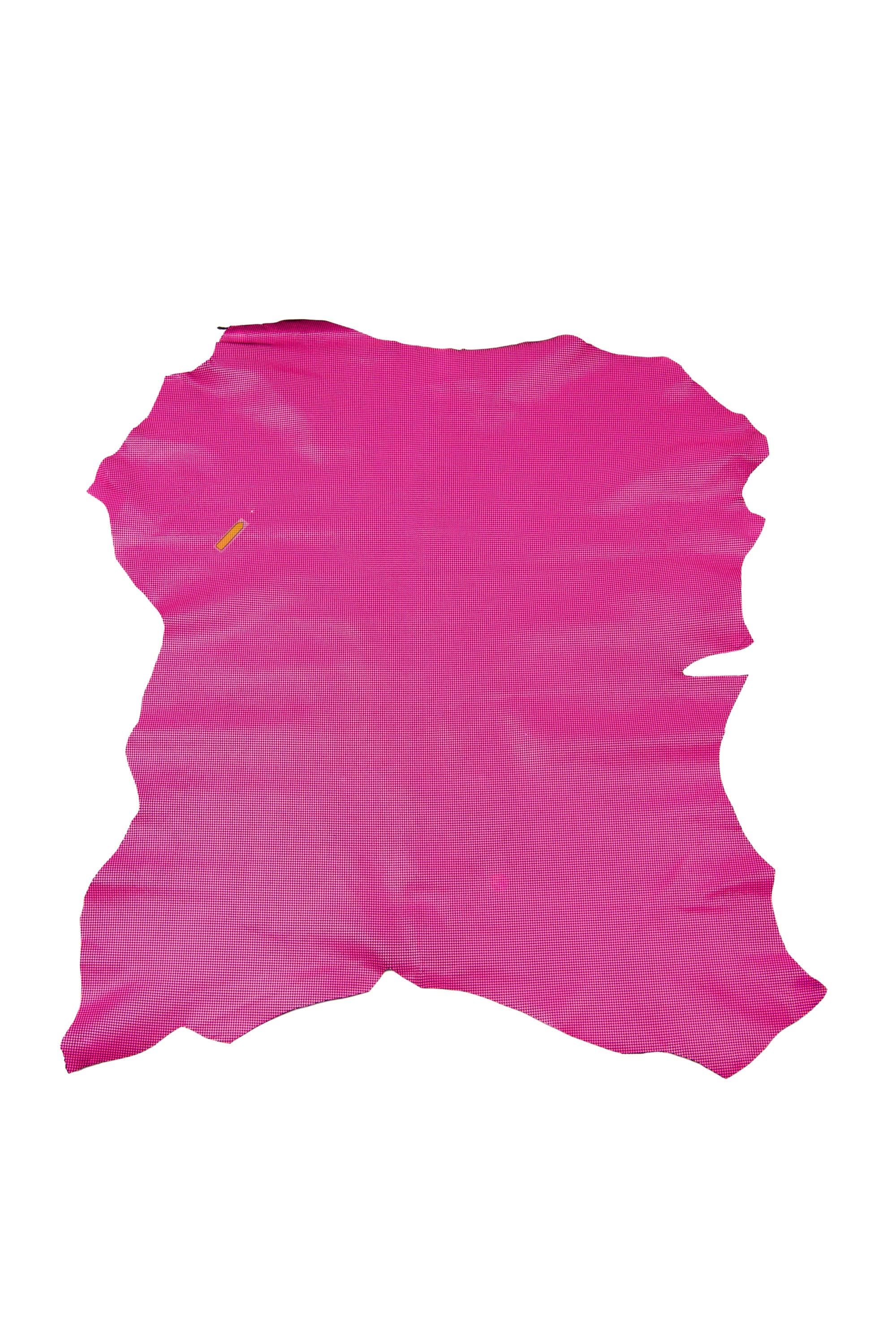 Pink / yellow leather skins, fluo/neon PIES de POULE printed goatskin, soft hides for hobbyists B17859-ST La Garzarara