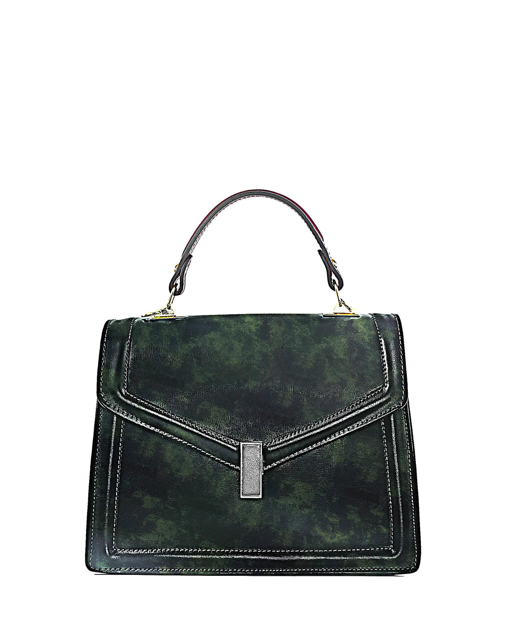 PEARLIZED patent leather hide, green black PRINTED cowhide, luxurious calfskin for hobbyists B17901-ST La Garzarara