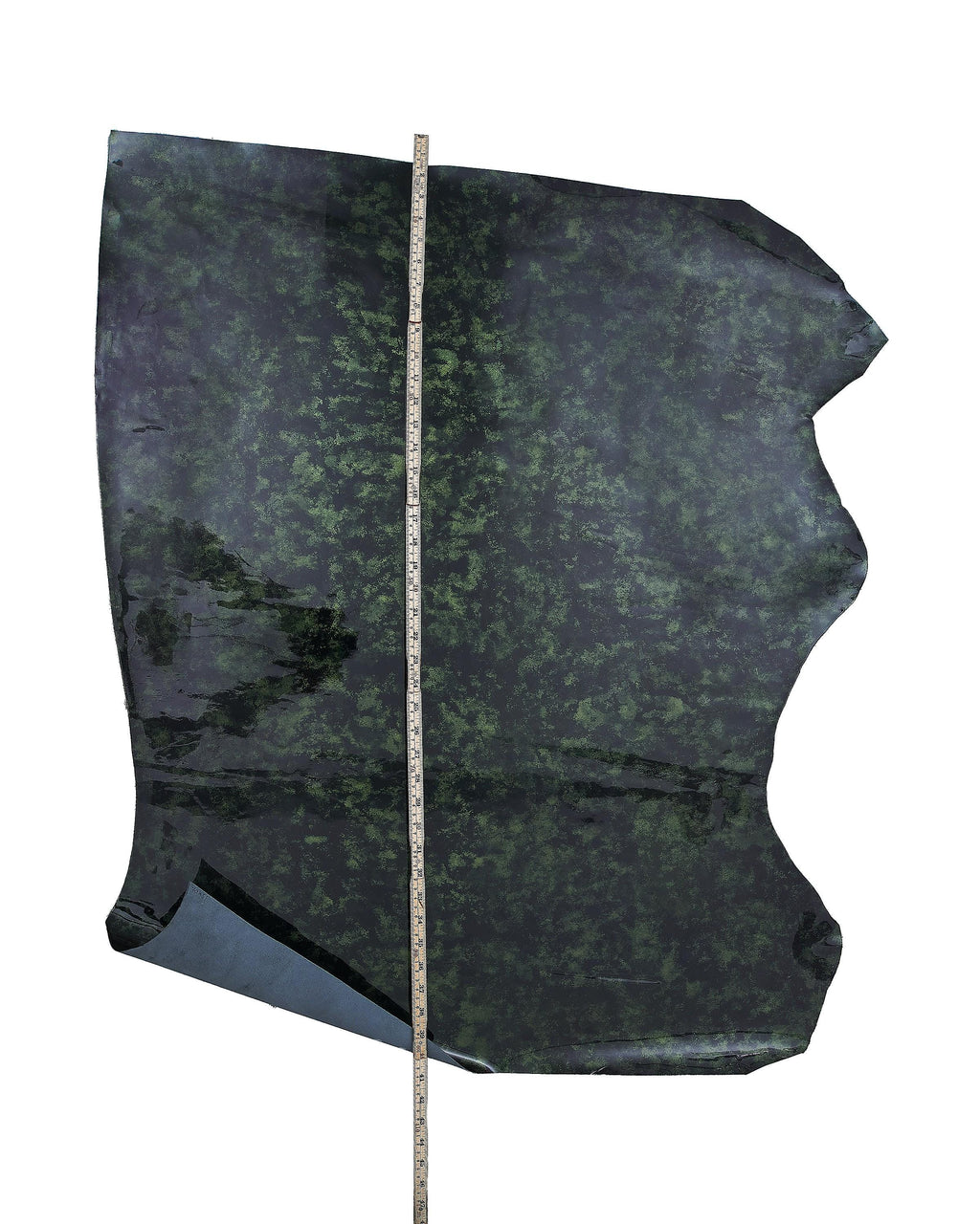 PEARLIZED patent leather hide, green black PRINTED cowhide, luxurious calfskin for hobbyists B17901-ST La Garzarara