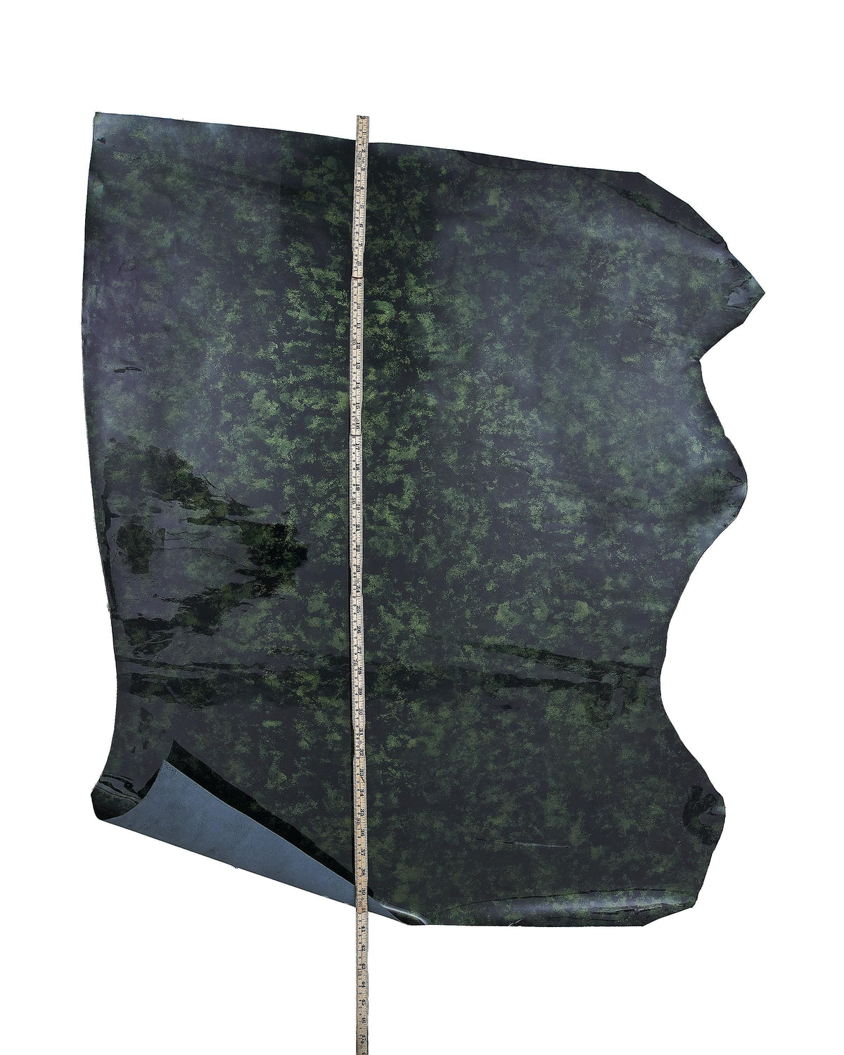 PEARLIZED patent leather hide, green black PRINTED cowhide, luxurious calfskin for hobbyists B17901-ST La Garzarara