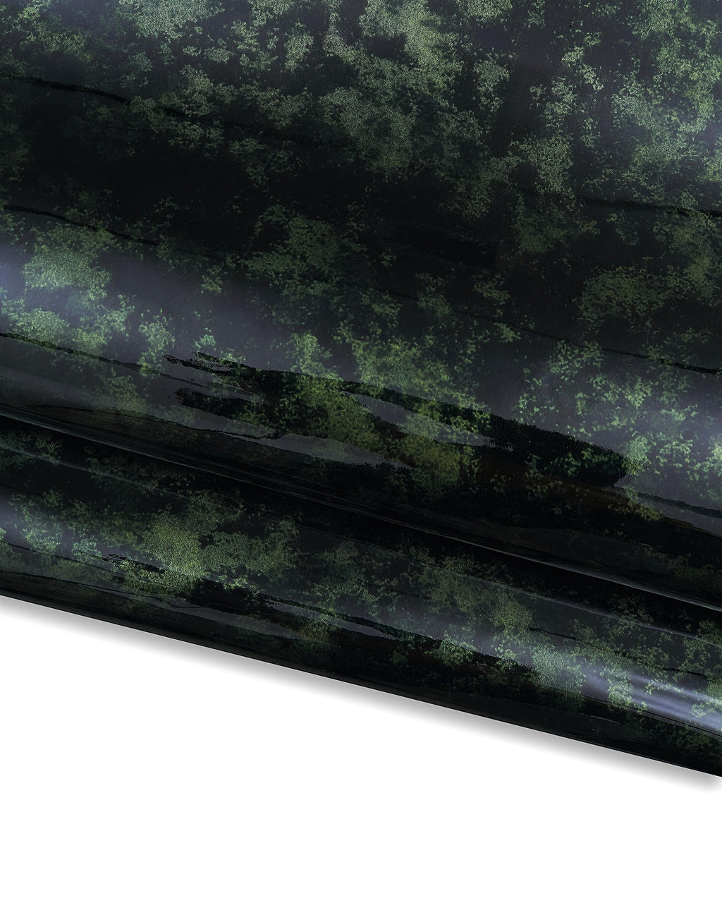 PEARLIZED patent leather hide, green black PRINTED cowhide, luxurious calfskin for hobbyists B17901-ST La Garzarara