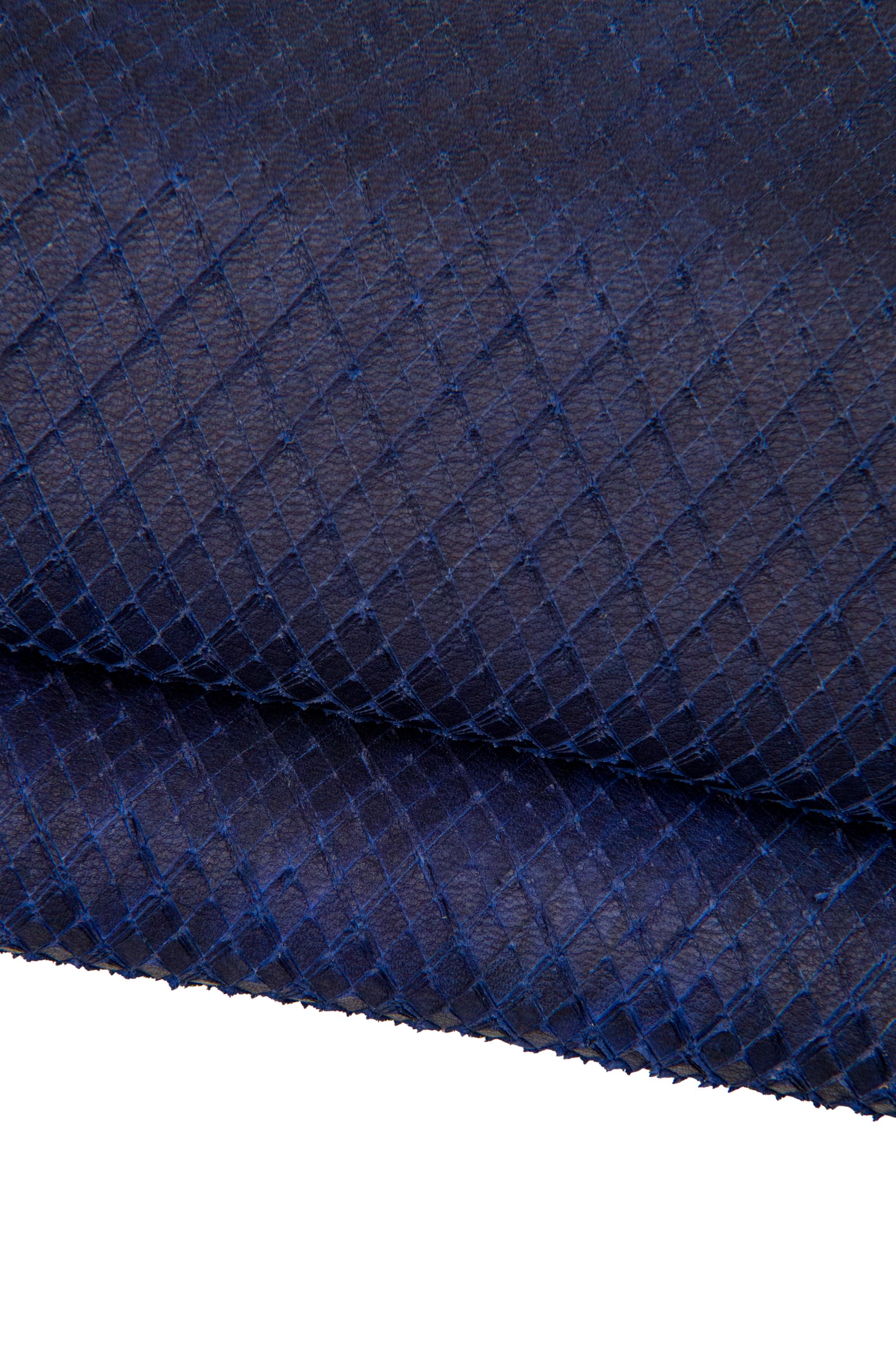 Navy Blue Leather Set Embossed Suede Premium Leather Hides Designer Skins, leather set of 3 B17528-MT(st) La Garzarara