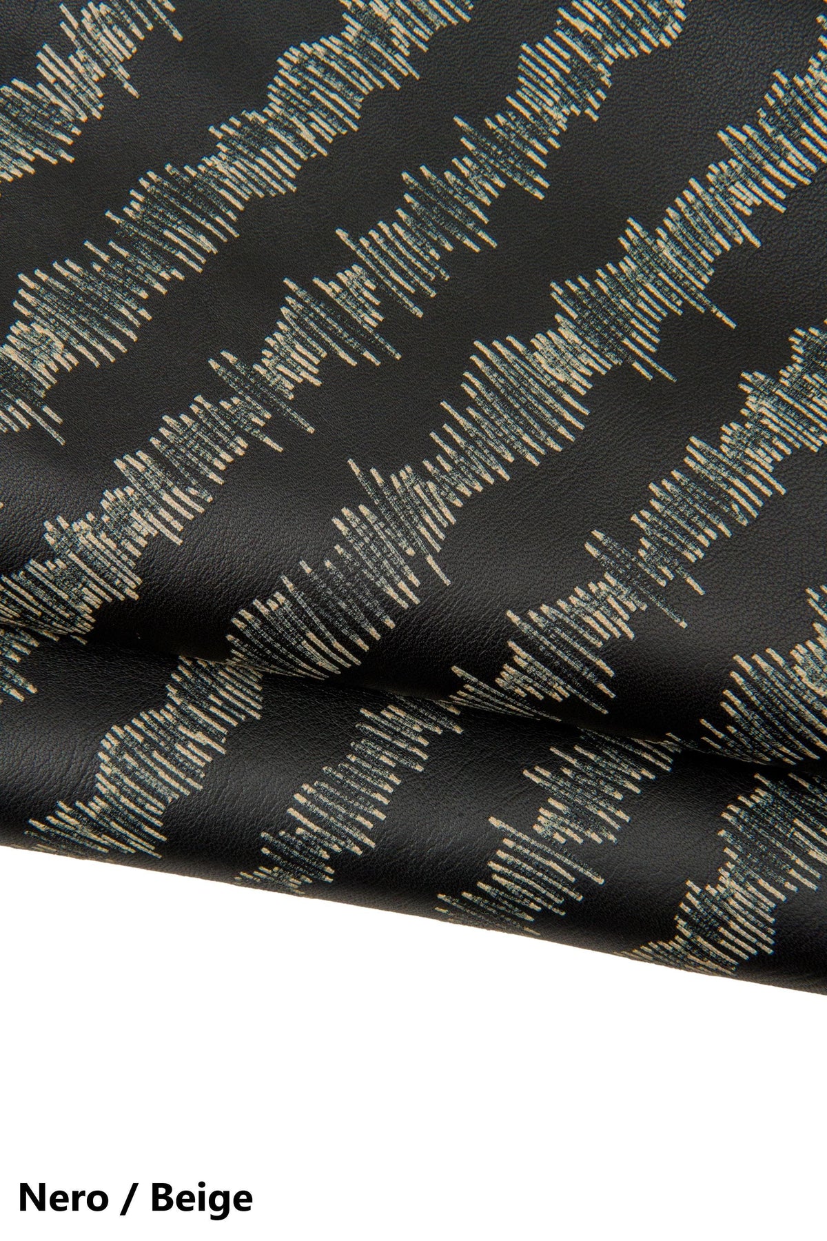 Black fancy leather skin, nappa lamb with graphic design, strip textured lambskin for bags and accessories B17677-VT La Garzarara