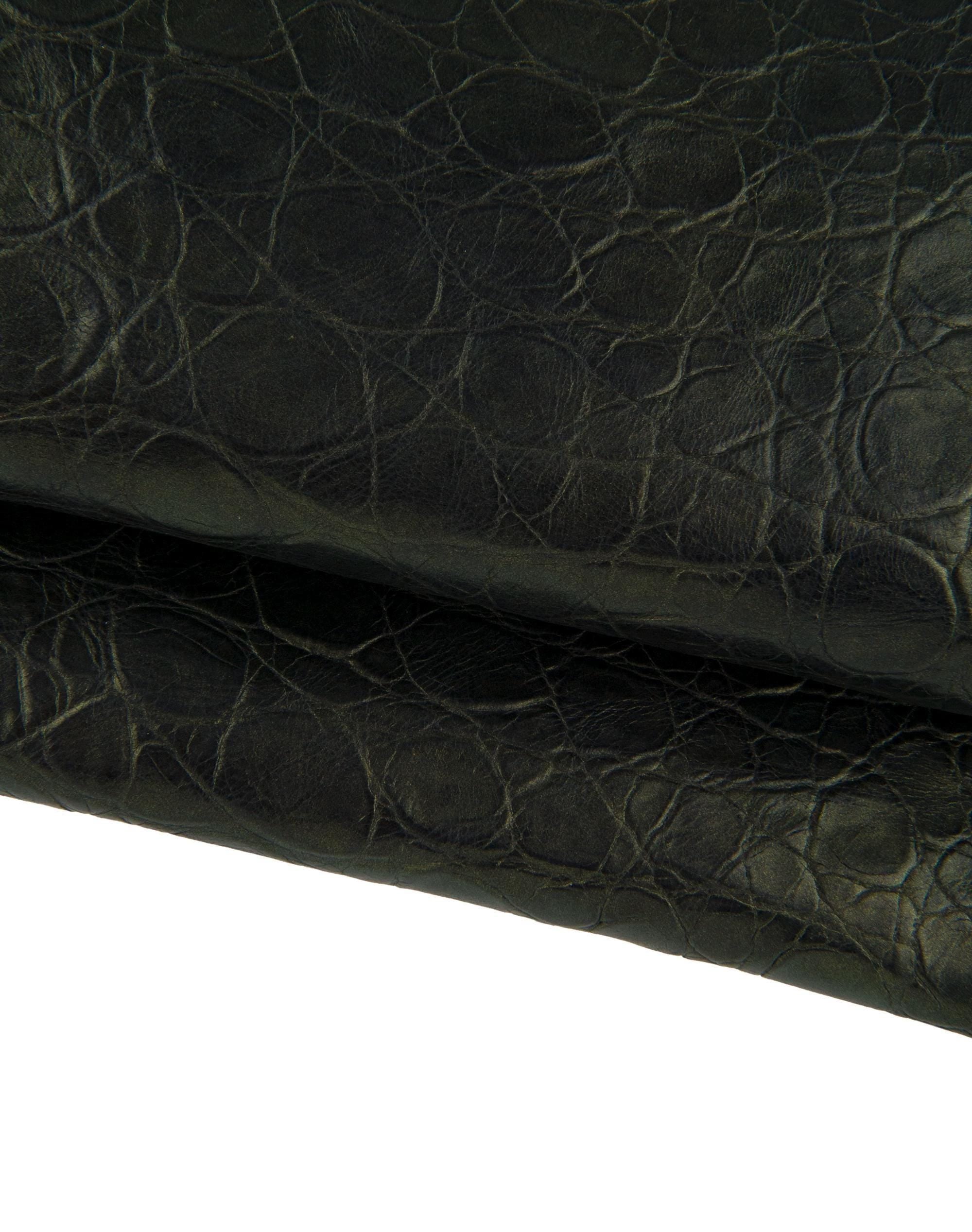 Bronze ALLIGATOR leather hide, metallic embossed shaded cowhide, crocodile printed calfskin soft B17338-MT(ST) La Garzarara