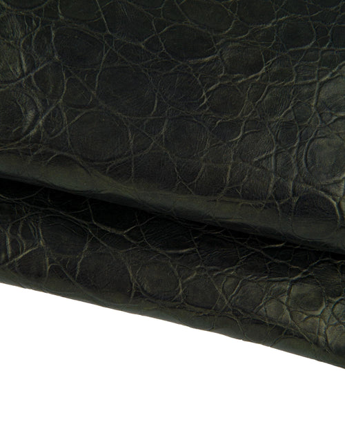 Bronze ALLIGATOR leather hide, metallic embossed shaded cowhide, crocodile printed calfskin soft B17338-MT(ST) La Garzarara