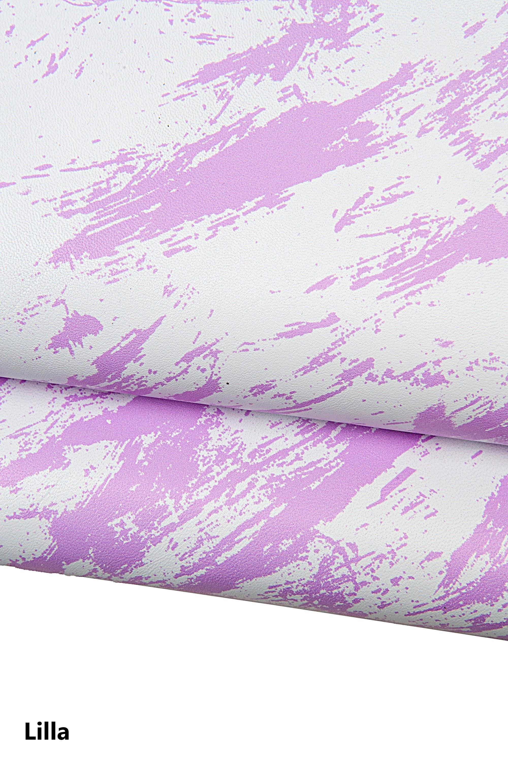 White leather PAINT effect, brush stroke printed leather hide, colorful leather skin for bags craft B17705-ST La Garzarara