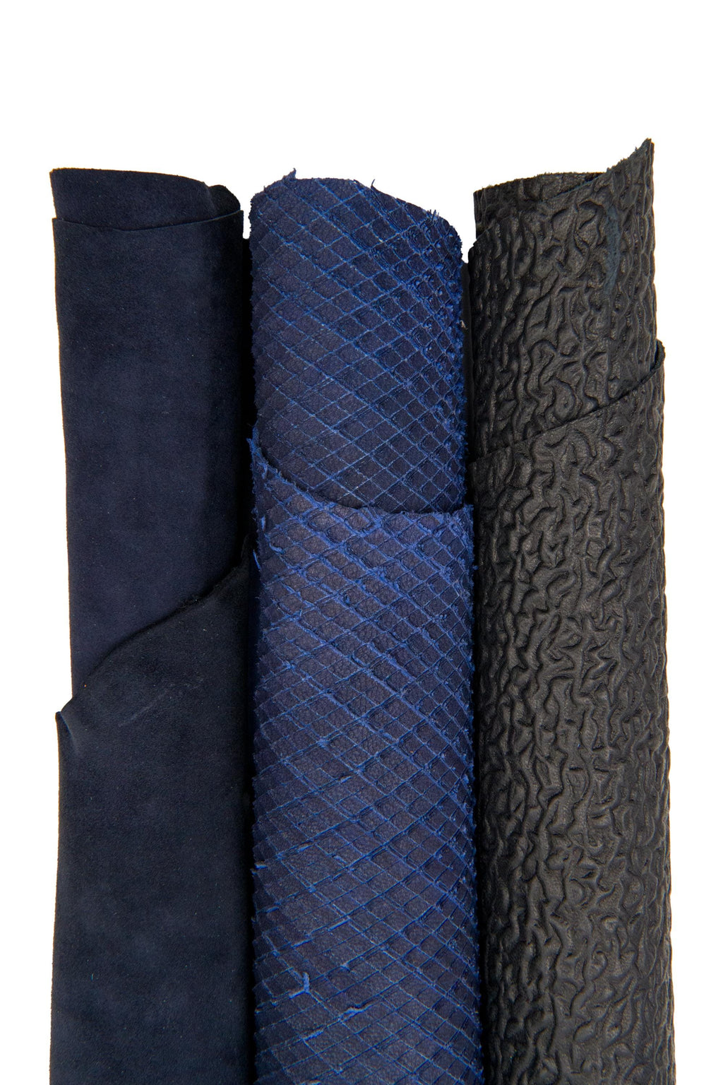 Navy Blue Leather Set Embossed Suede Premium Leather Hides Designer Skins, leather set of 3 B17528-MT(st) La Garzarara
