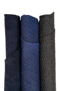 Navy Blue Leather Set Embossed Suede Premium Leather Hides Designer Skins, leather set of 3 B17528-MT(st) La Garzarara