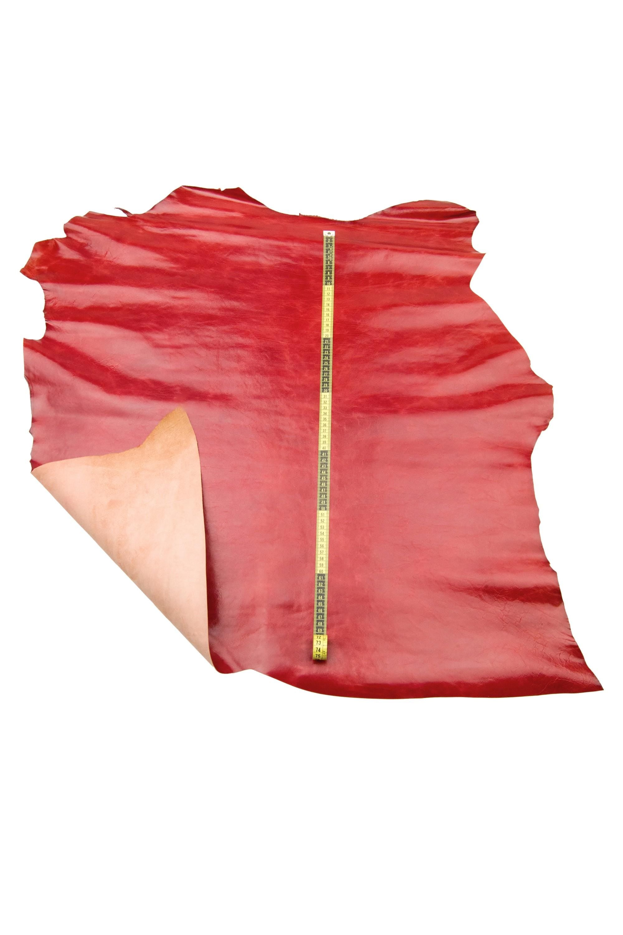 Dark red Pull Up leather hide, VEGETABLE tanned cowhide, glossy aged calfskin for crafting B17476-VT La Garzarara