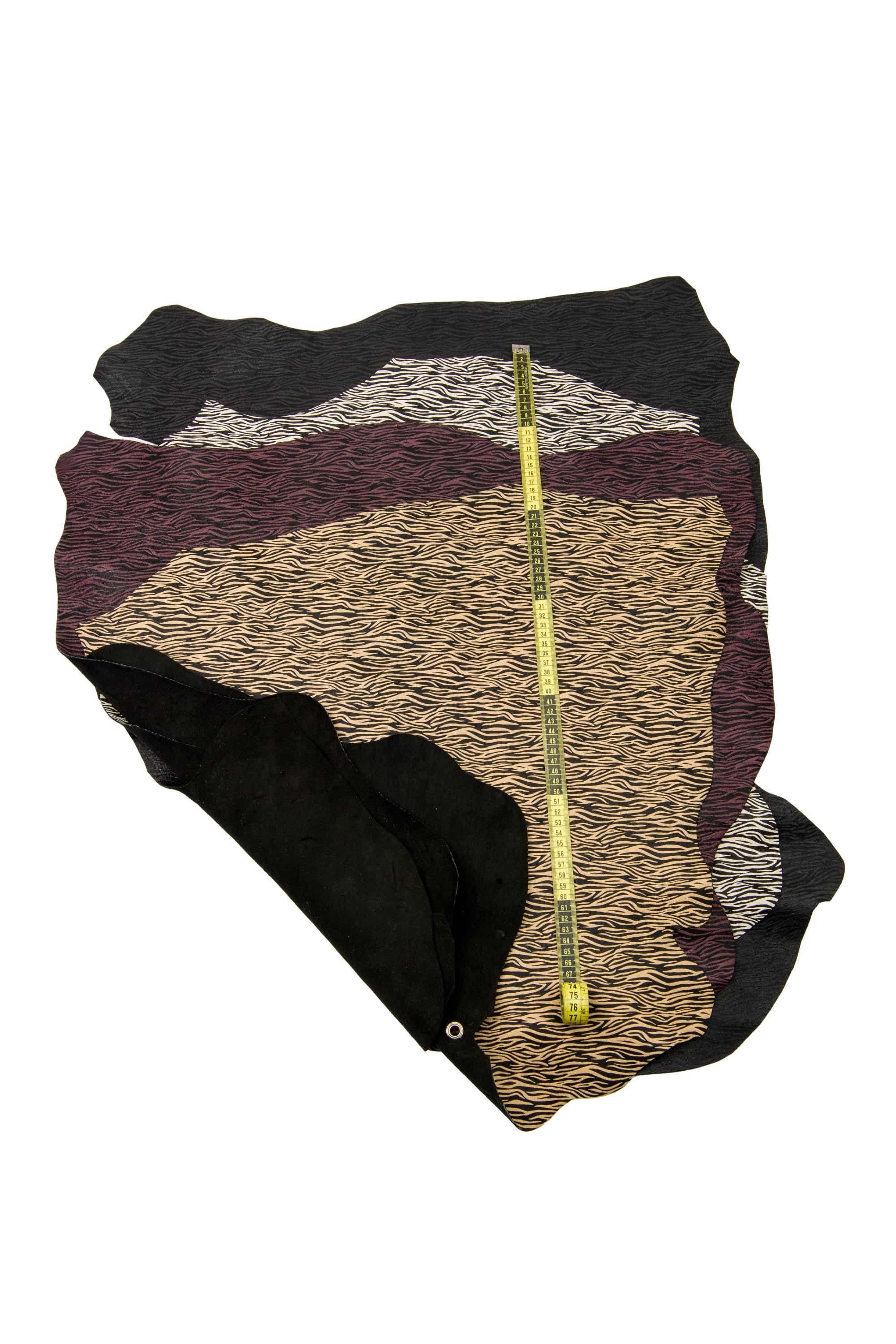 ZEBRA textured leather skin, ANIMAL printed goatskin, soft hide for hobbyists B17668-ST La Garzarara