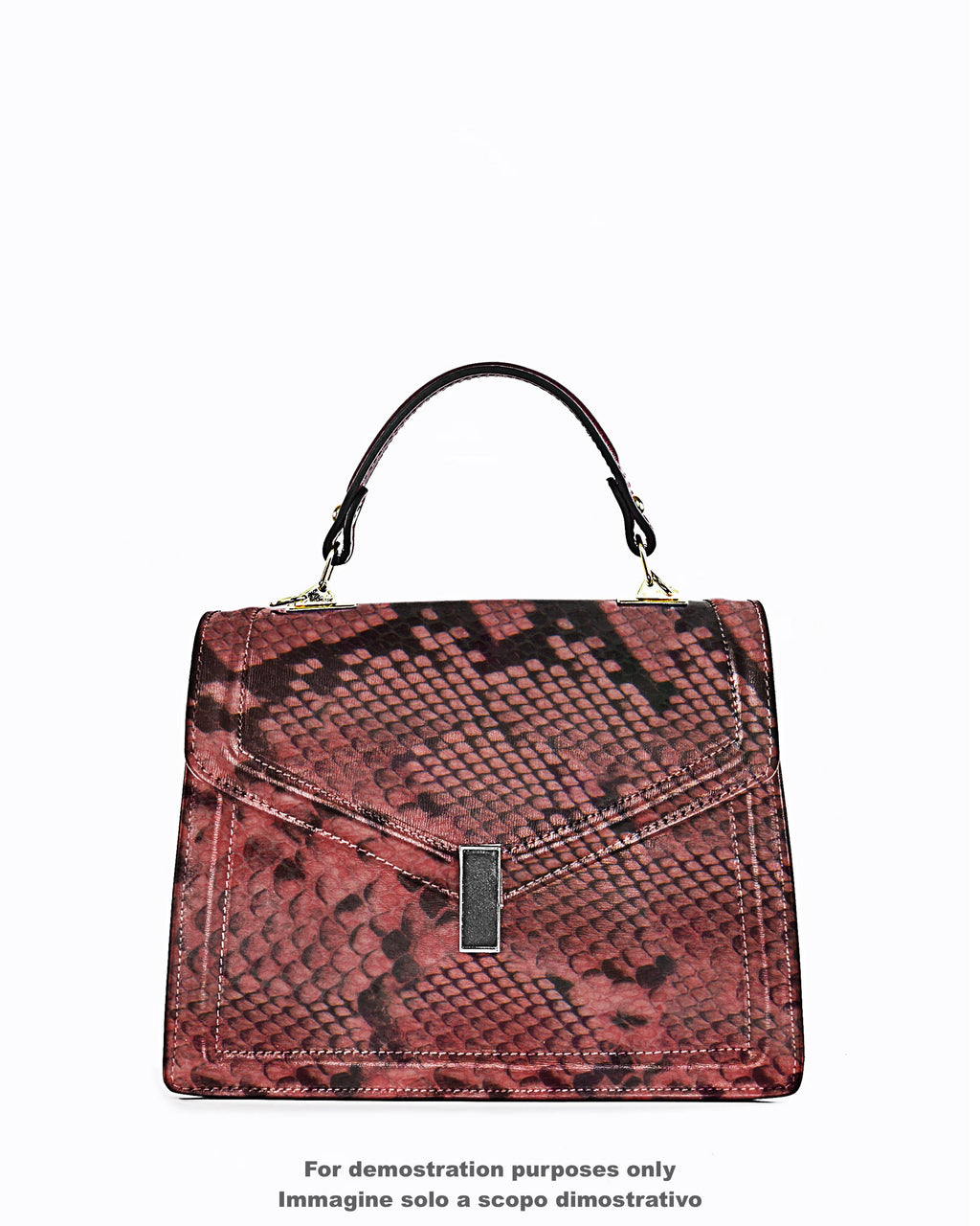 Pink PYTHON textured leather hide, SNAKE printed glossy cowhide, reptile pattern on soft calfskin B17547-ST La Garzarara
