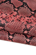 Pink PYTHON textured leather hide, SNAKE printed glossy cowhide, reptile pattern on soft calfskin B17547-ST La Garzarara
