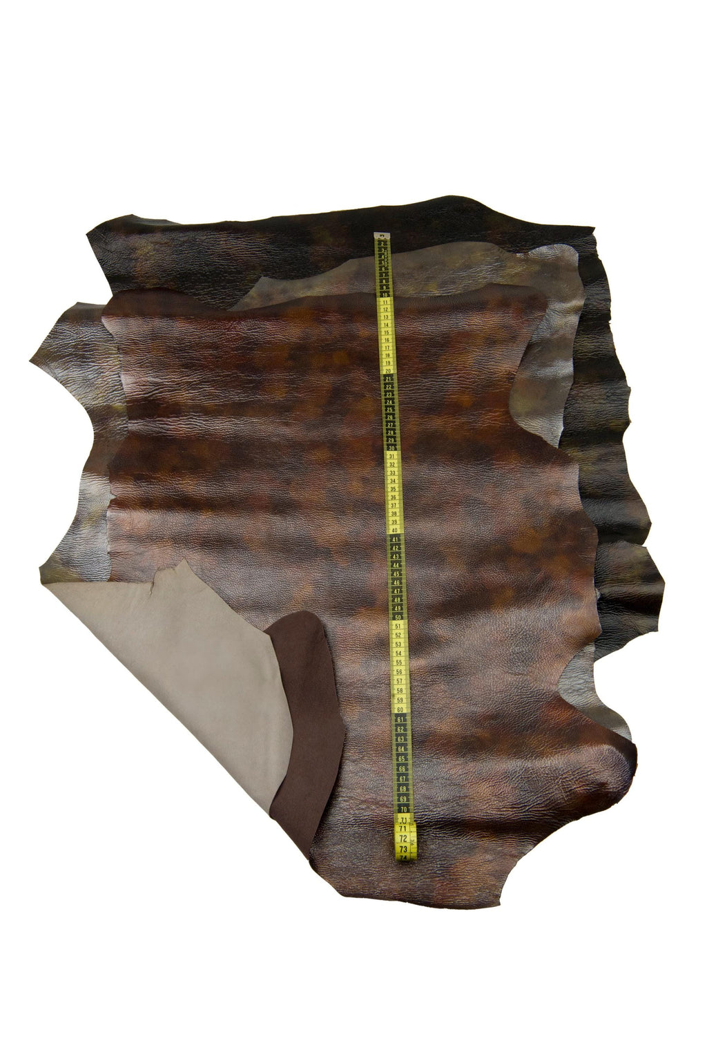 Aged glossy leather hide vintage washed look, distressed brown soft skin natural grain, antique style leather crafter B17945-st La Garzarara