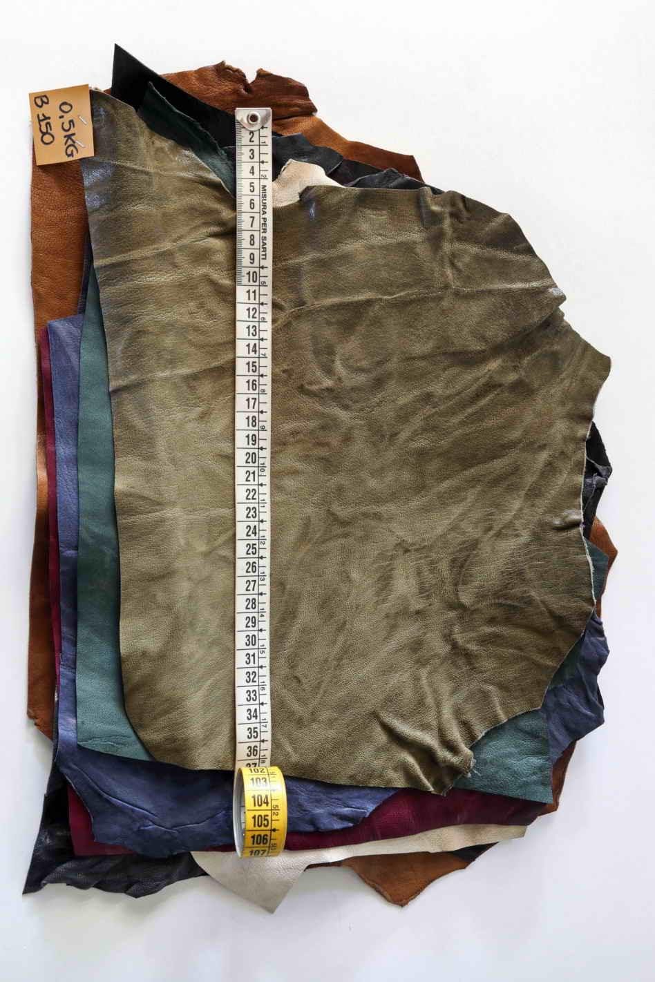 Leather scraps - wrinkled washed, colors and softnes various, italian leather pieces 1 lbs b1500-rc