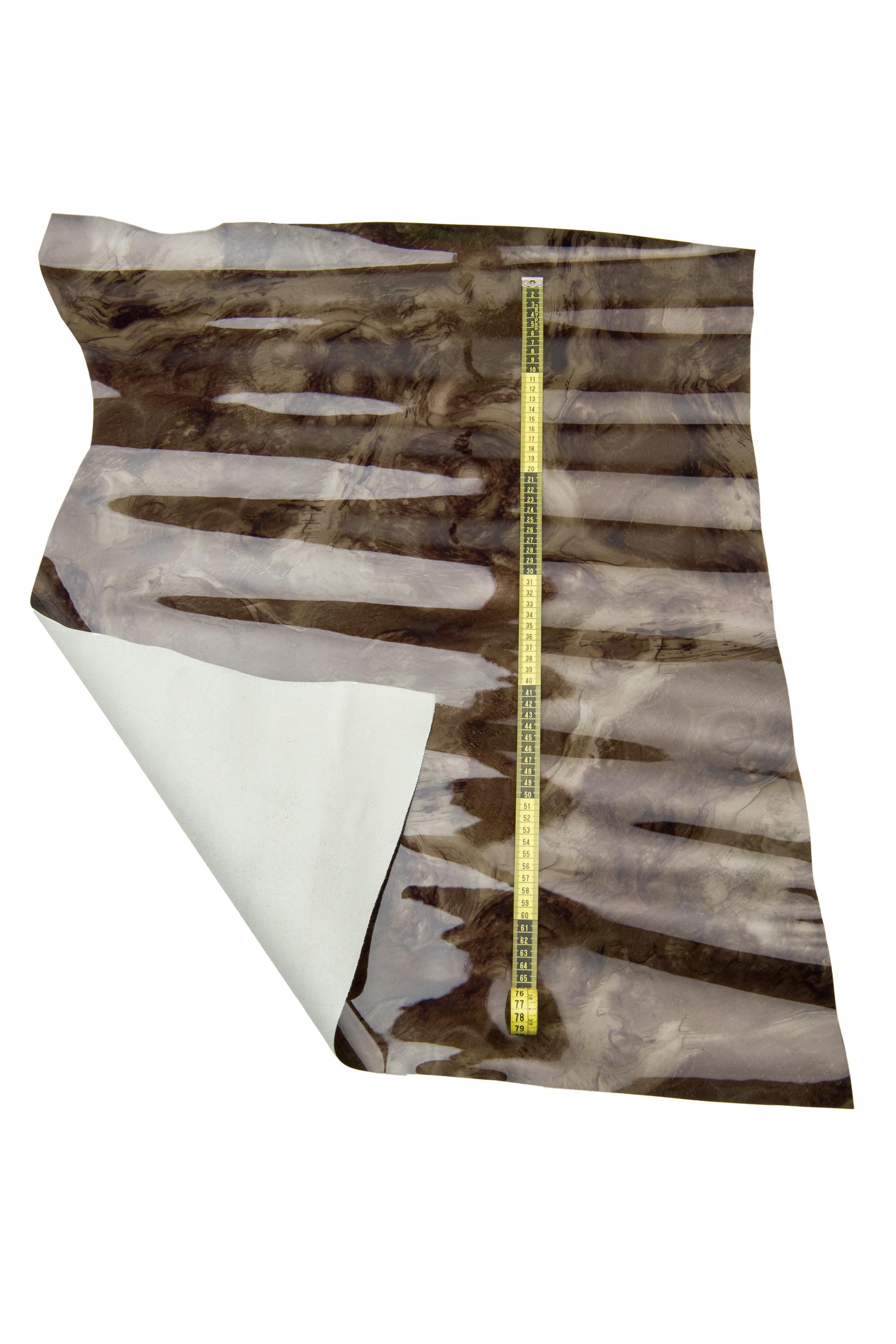 Dark Marble Leather Hide, Smoky Distressed Italian skin, glossy marbled goatskin for Leathercraft B17650-ST La Garzarara