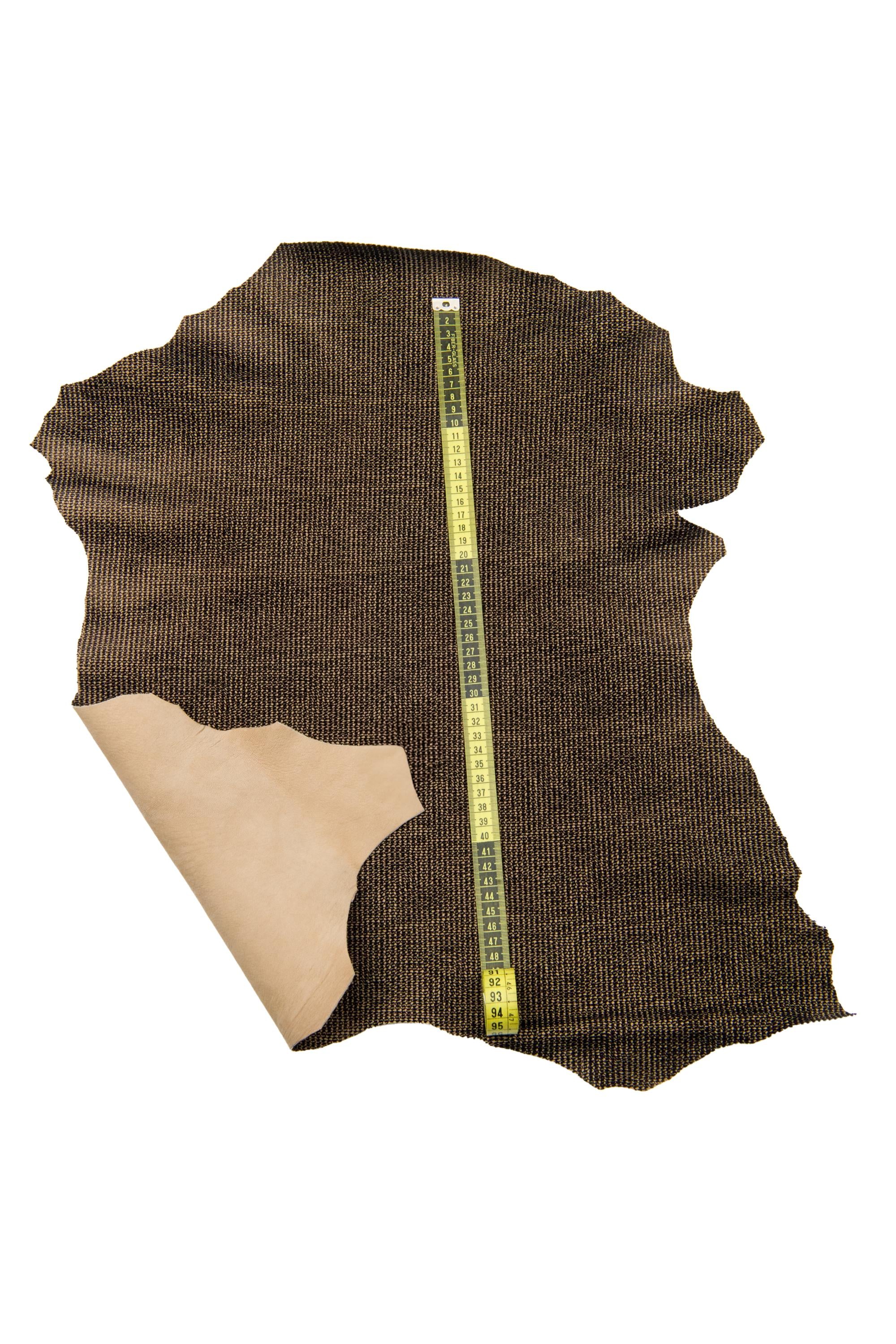 Beige black FLOCK printed goatskin, soft textured leather skin, SOFT hide for diy projects B17667-ST La Garzarara