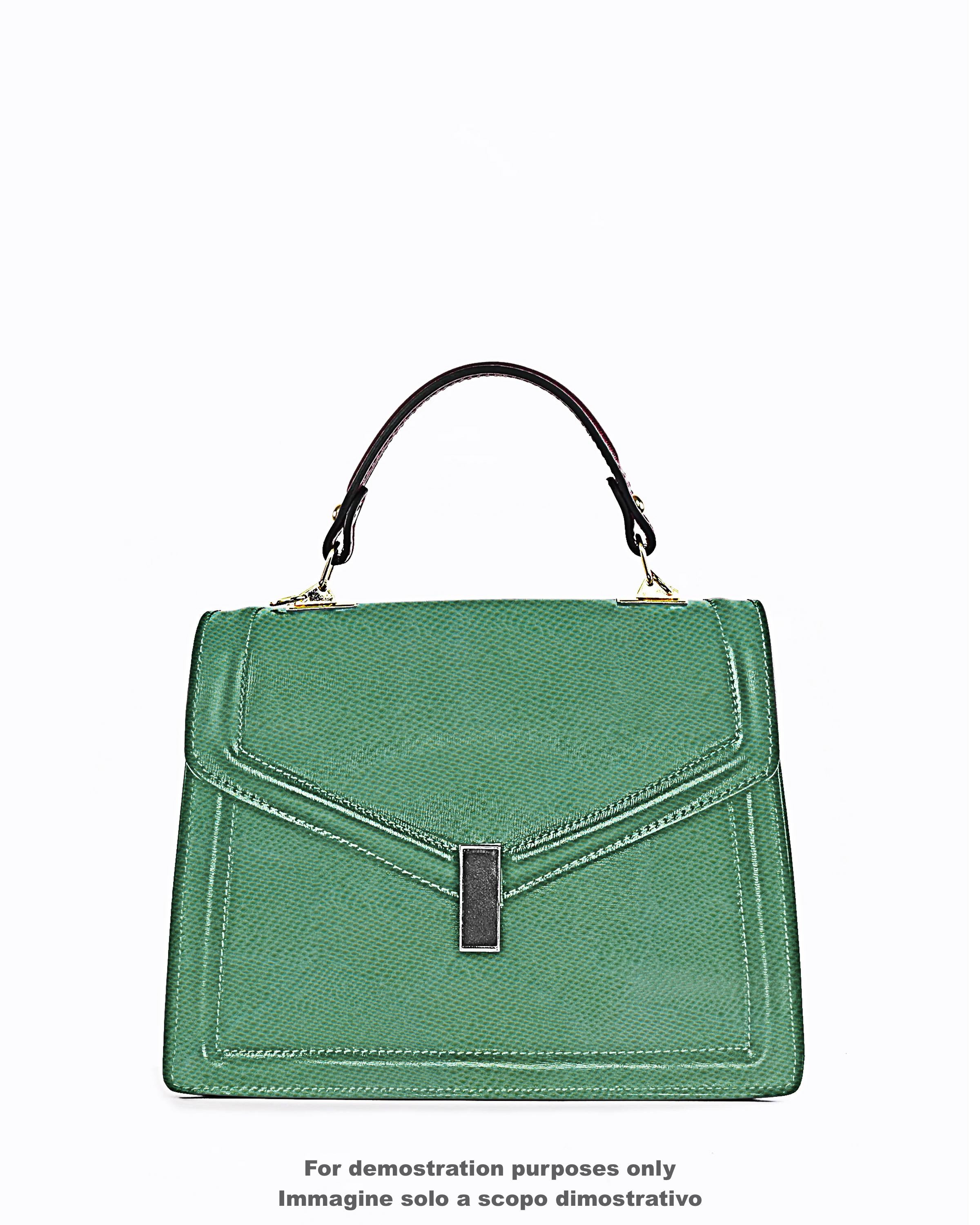 Sage green lizard embossed leather hide, mint goat skin fine reptile print glossy soft 0.8 mm B17642-ST La Garzarara
