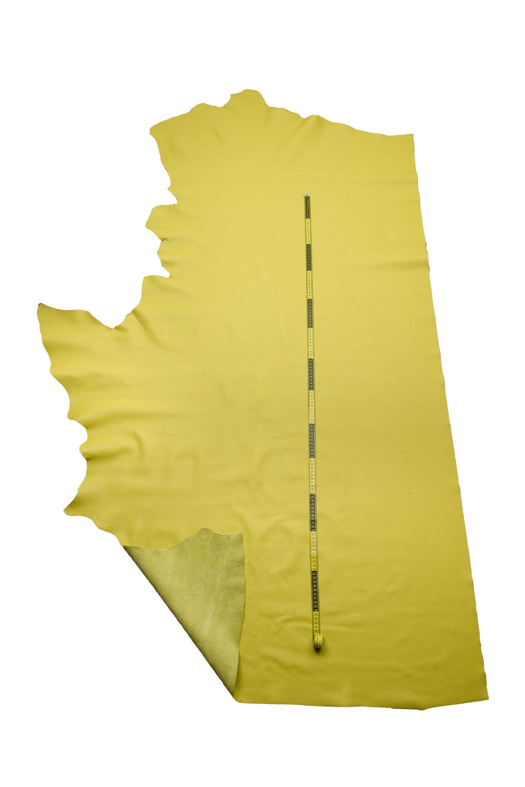 Greenish yellow grainy leather hide, PEBBLE GRAIN printed cowhide, soft embossed calfskin for crafting B17768-TU La Garzarara