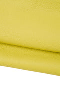 Greenish yellow grainy leather hide, PEBBLE GRAIN printed cowhide, soft embossed calfskin for crafting B17768-TU La Garzarara