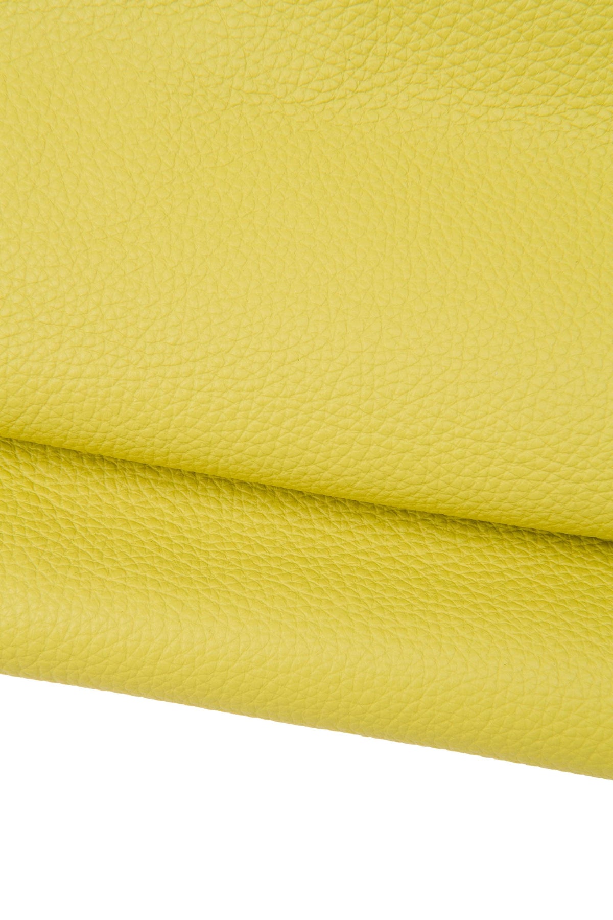 Greenish yellow grainy leather hide, PEBBLE GRAIN printed cowhide, soft embossed calfskin for crafting B17768-TU La Garzarara
