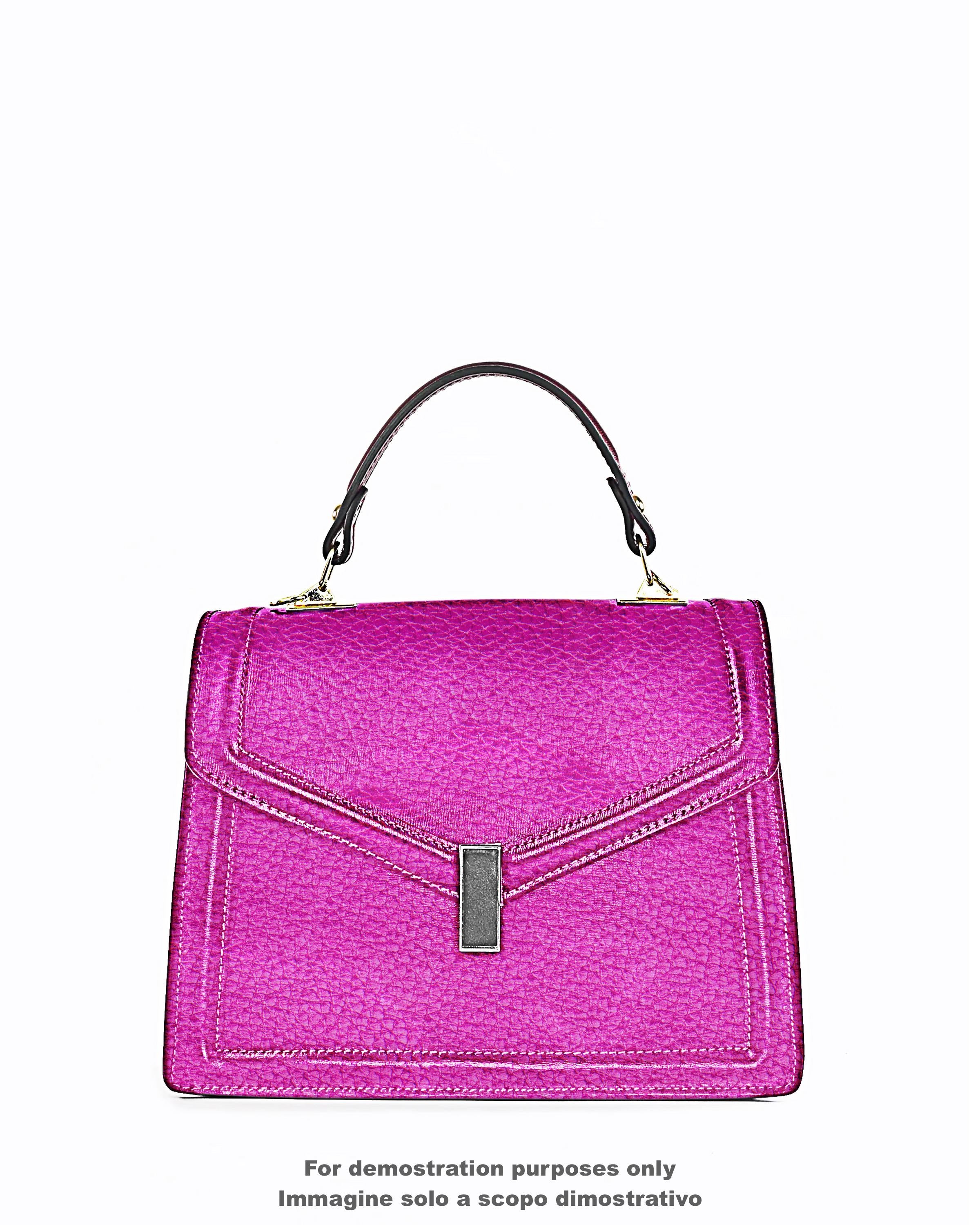 Fuchsia PEBBLE GRAIN printed cowhide, soft metallic bright leather hide, sparkle pink calfskin 1.1 - 1.3 mm B17767-MT La Garzarara