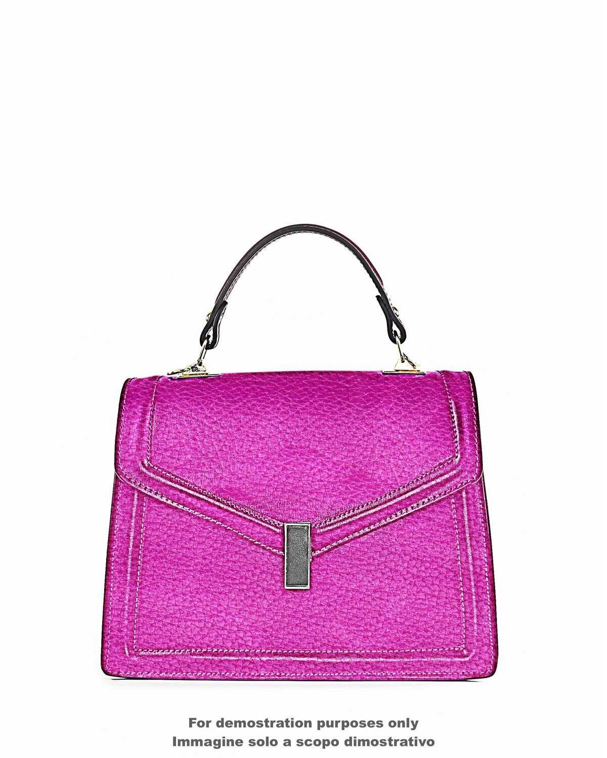 Fuchsia PEBBLE GRAIN printed cowhide, soft metallic bright leather hide, sparkle pink calfskin 1.1 - 1.3 mm B17767-MT La Garzarara