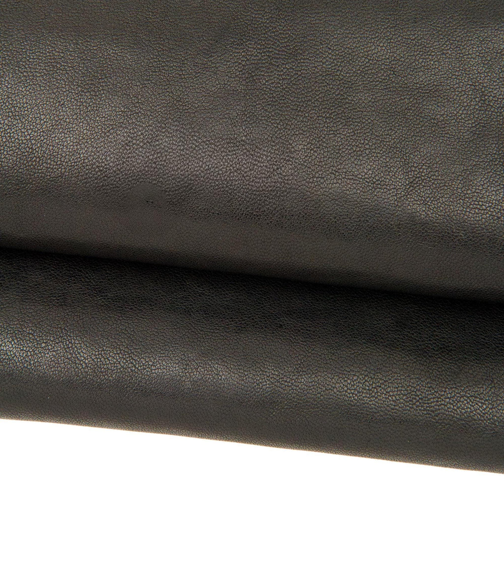 Black SPORTY leather skin, glossy soft WASHED lambskin, wrinkled sheepskin nappa for crafters B17629-TB La Garzarara
