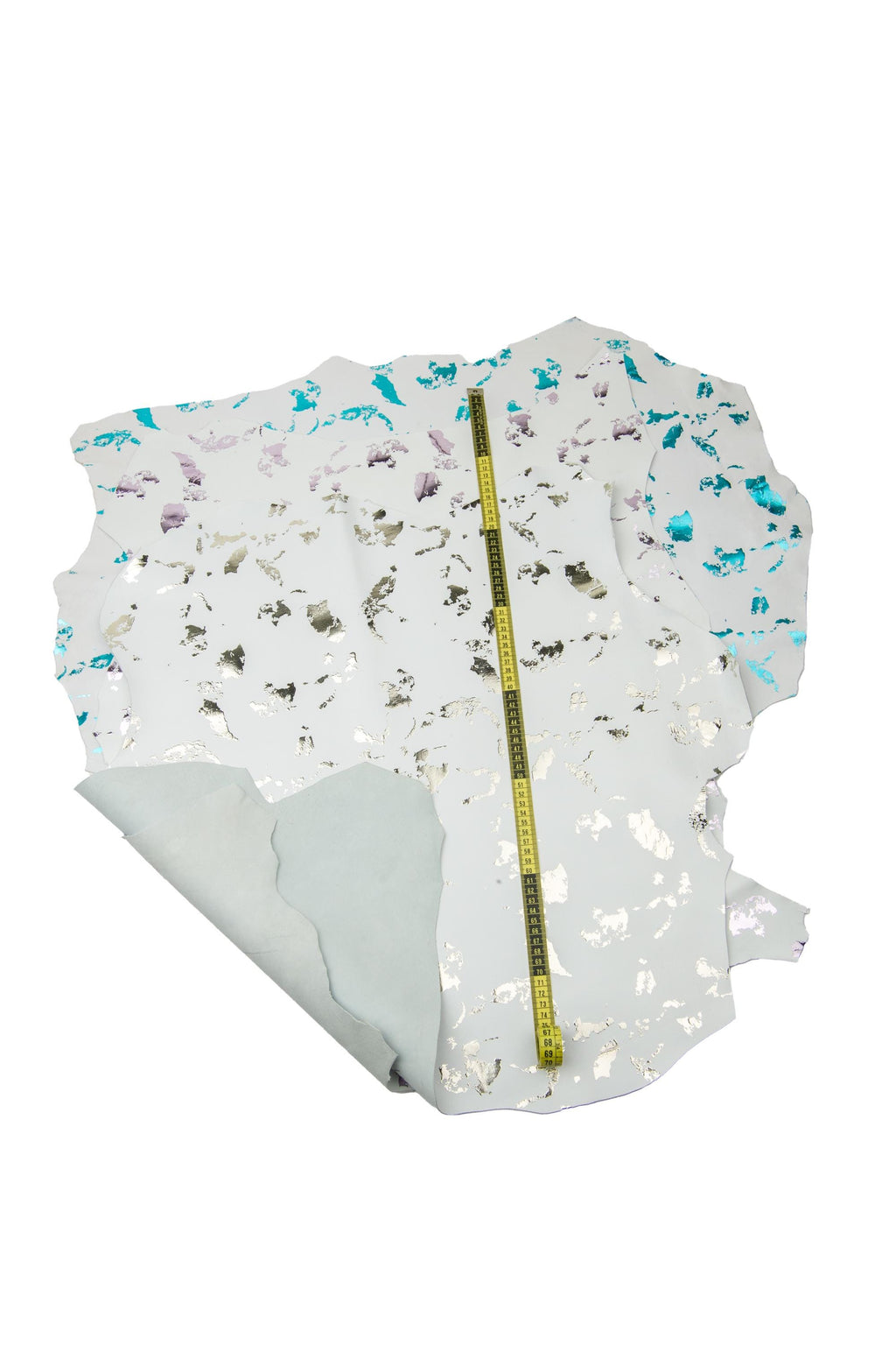 White METALLIC textured leather skins, ABSTRACT print on soft lambskin, sheepskin for diy projects B17704-MT(st) La Garzarara