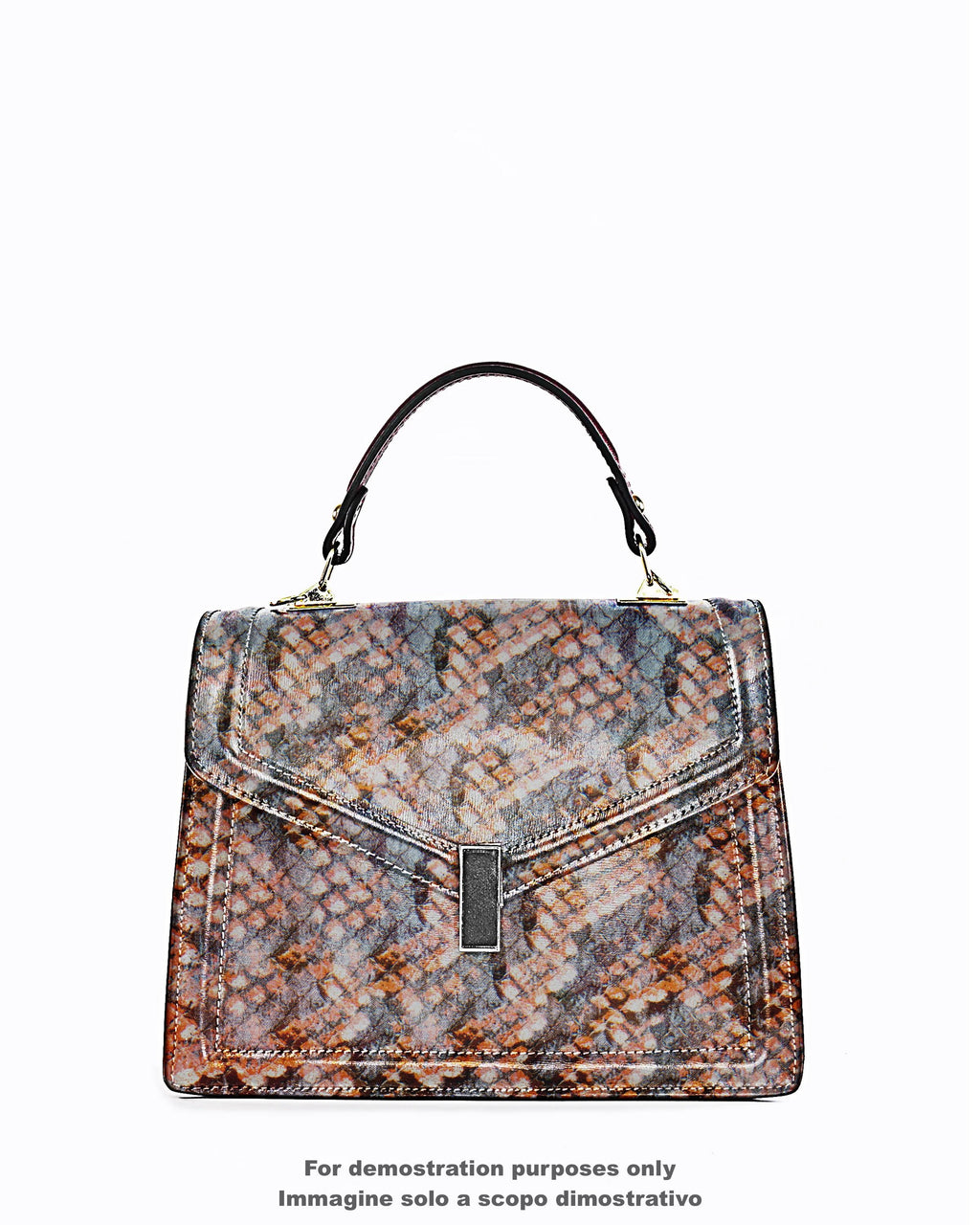 PYTHON textured leather skin, orange grey black white reptile SNAKE printed goatskin, soft matt hide B17484-ST La Garzarara
