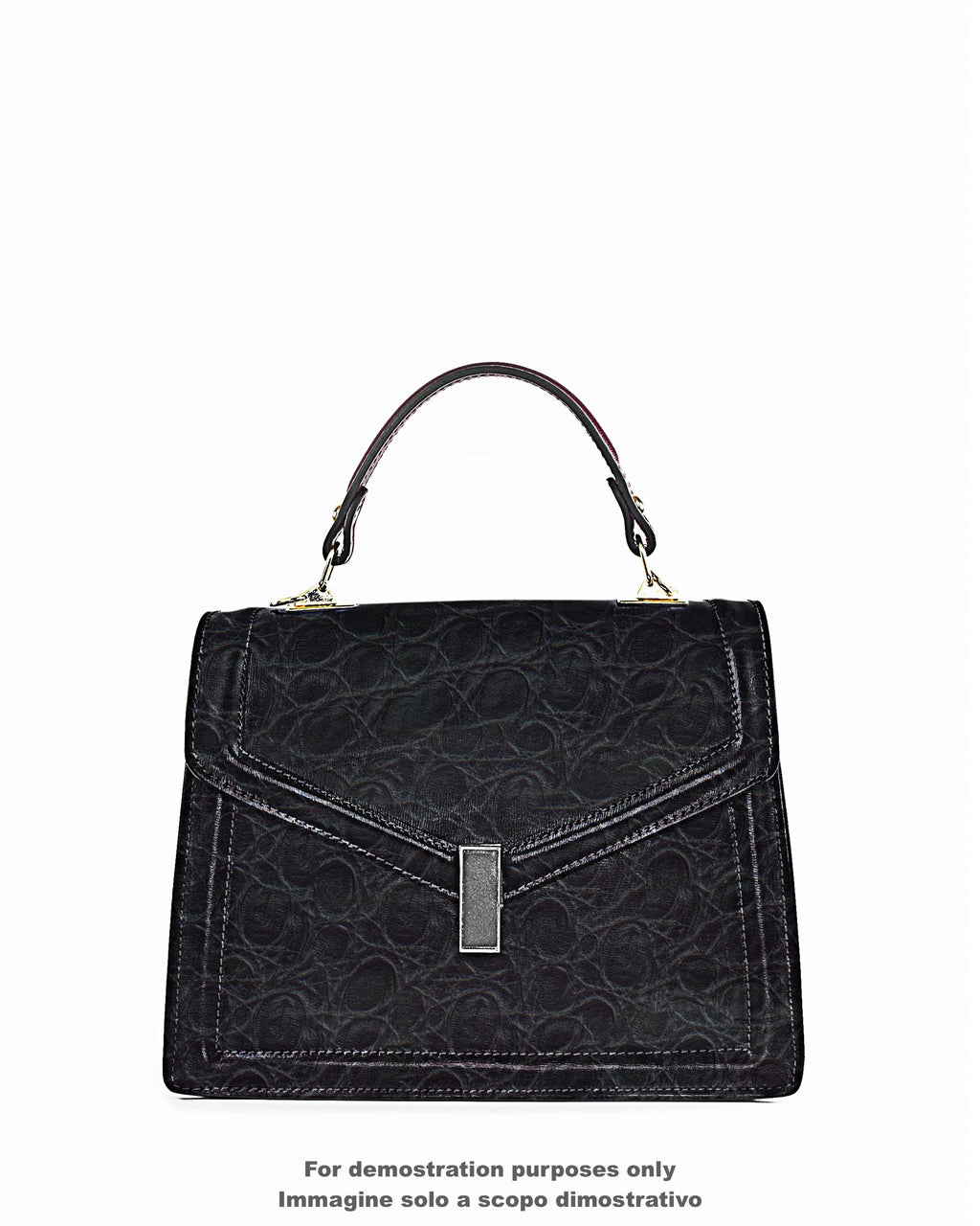 Dark brown CROCODILE embossed leather hide, ANIMAL printed soft calfskin, glossy cowhide for crafting B17683-TB La Garzarara