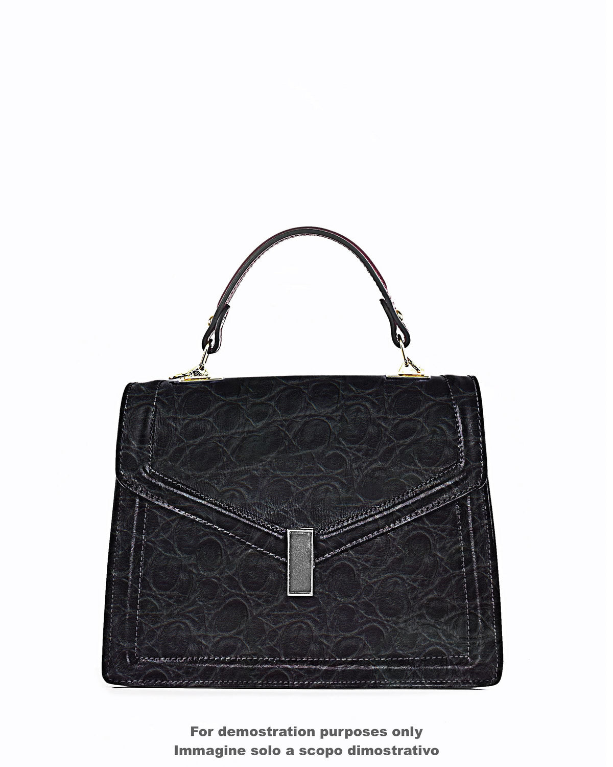 Dark brown CROCODILE embossed leather hide, ANIMAL printed soft calfskin, glossy cowhide for crafting B17683-TB La Garzarara