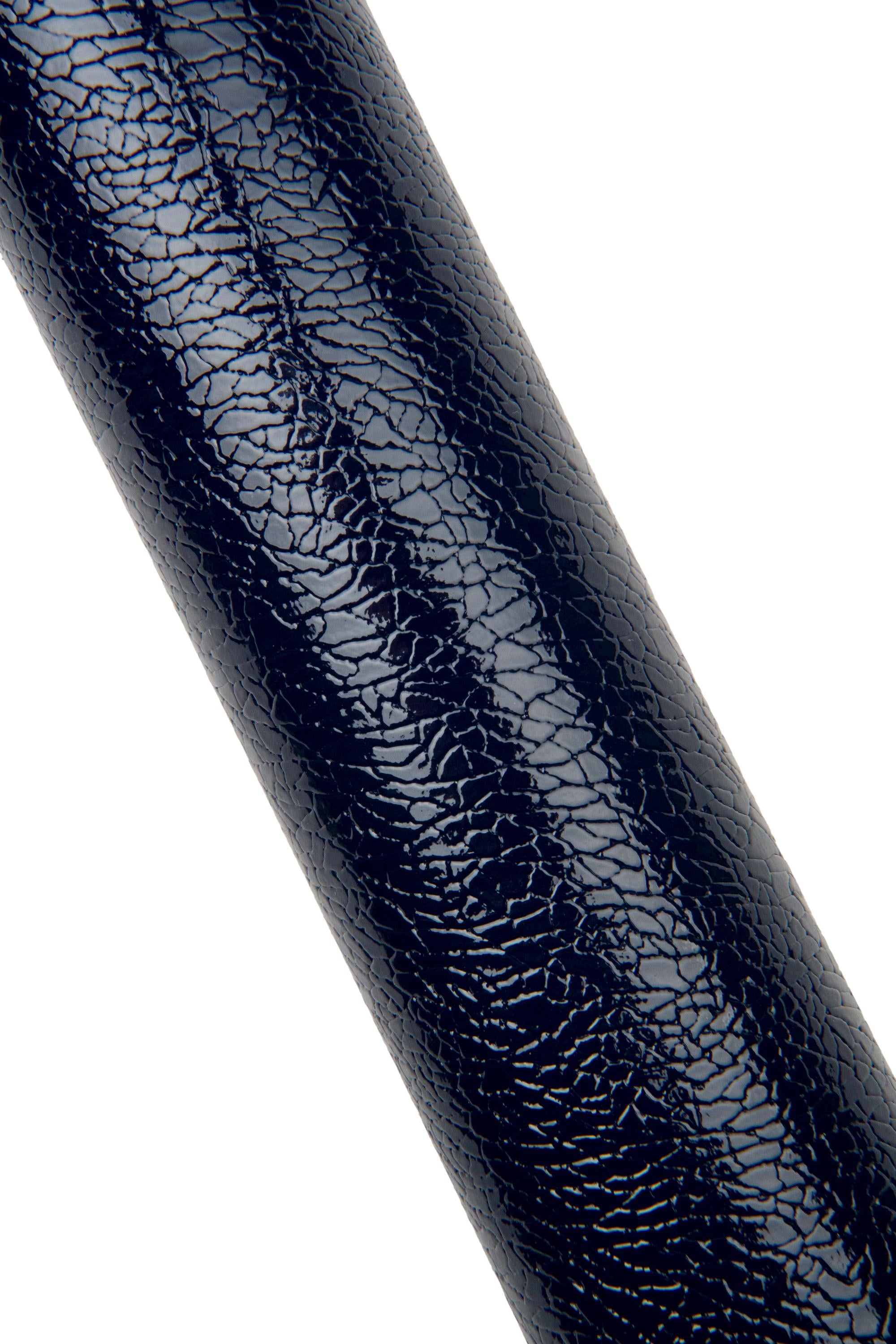 Blue CRACKLED printed leather hide, glossy embossed PATENT cowhide, calfskin 1.0-1.2 mm medium softness B17933-ST La Garzarara