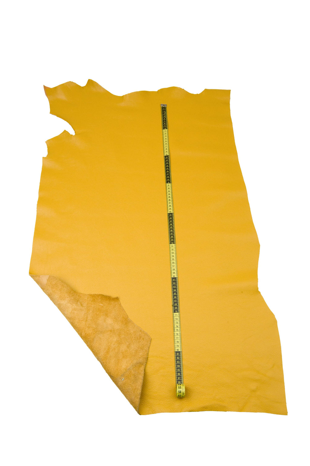 Yellow pebbled calf cowhide leather SKIN, semi glossy thick grain hide 1.4–1.6 mm for leather goods, B17902-TU La Garzarara