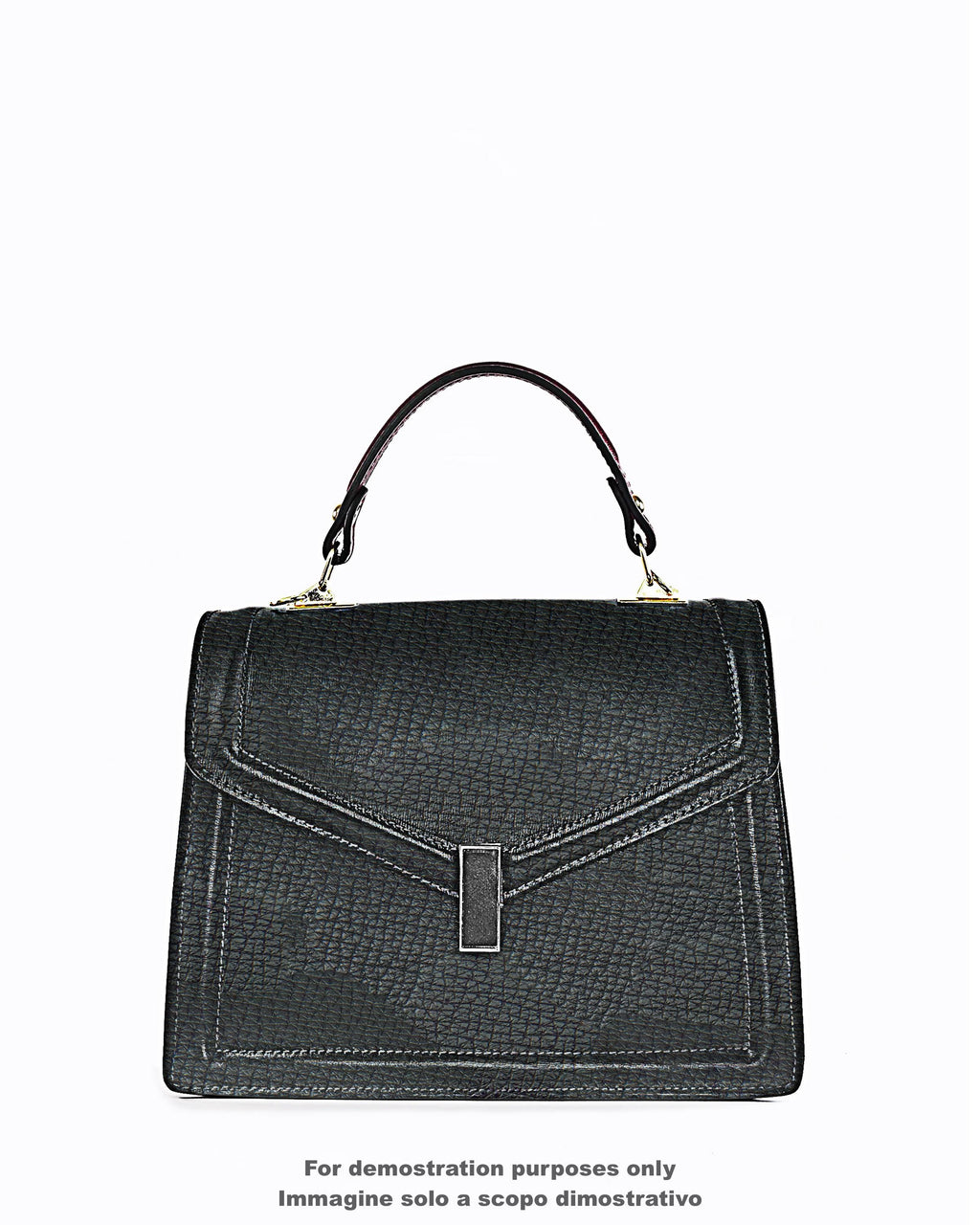 Black Leather for handbags, Coarse Grain SAFFIANO - like Leather hide, Grainy textured skin B17631-TB La Garzarara